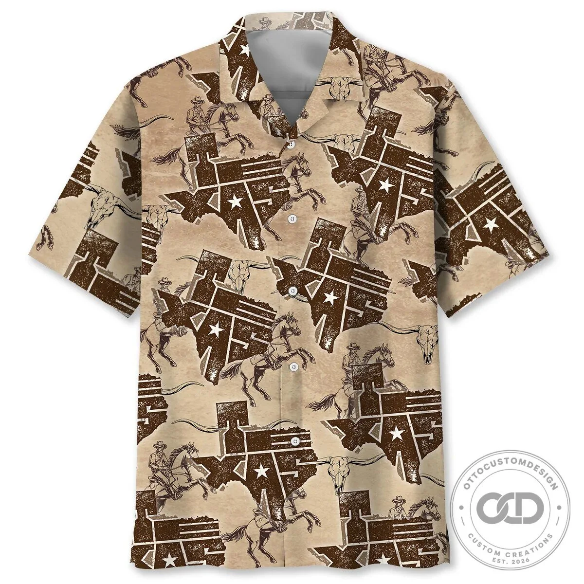 Texas Cowboy Shirt State Map Hawaiian Shirt