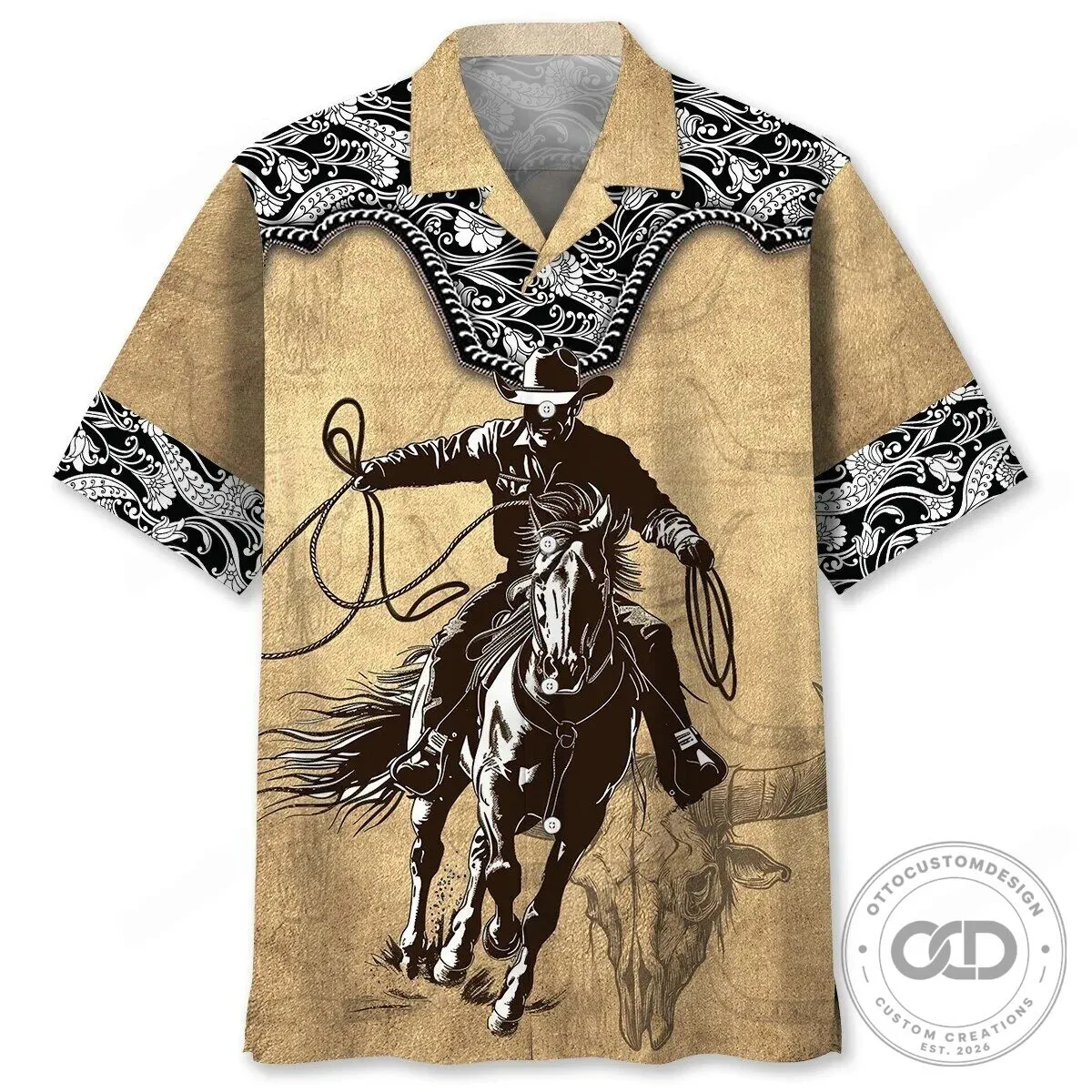 Vintage Cowboy Hawaiian Shirt Rodeo Western Style