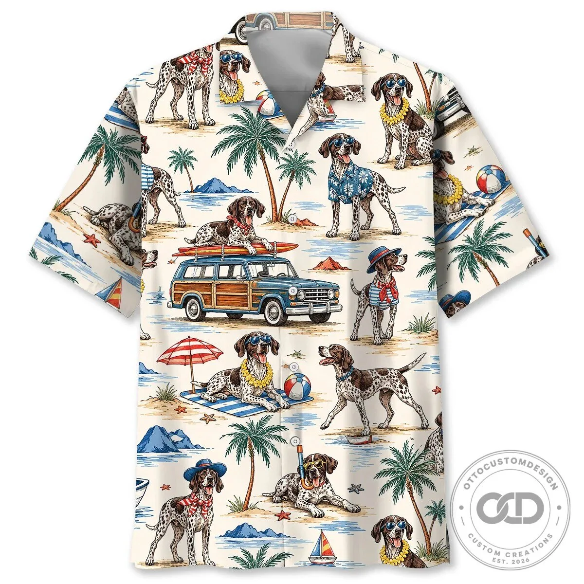 German Shorthaired Pointer Dogs Beach Vacation Hawaiian Shirt