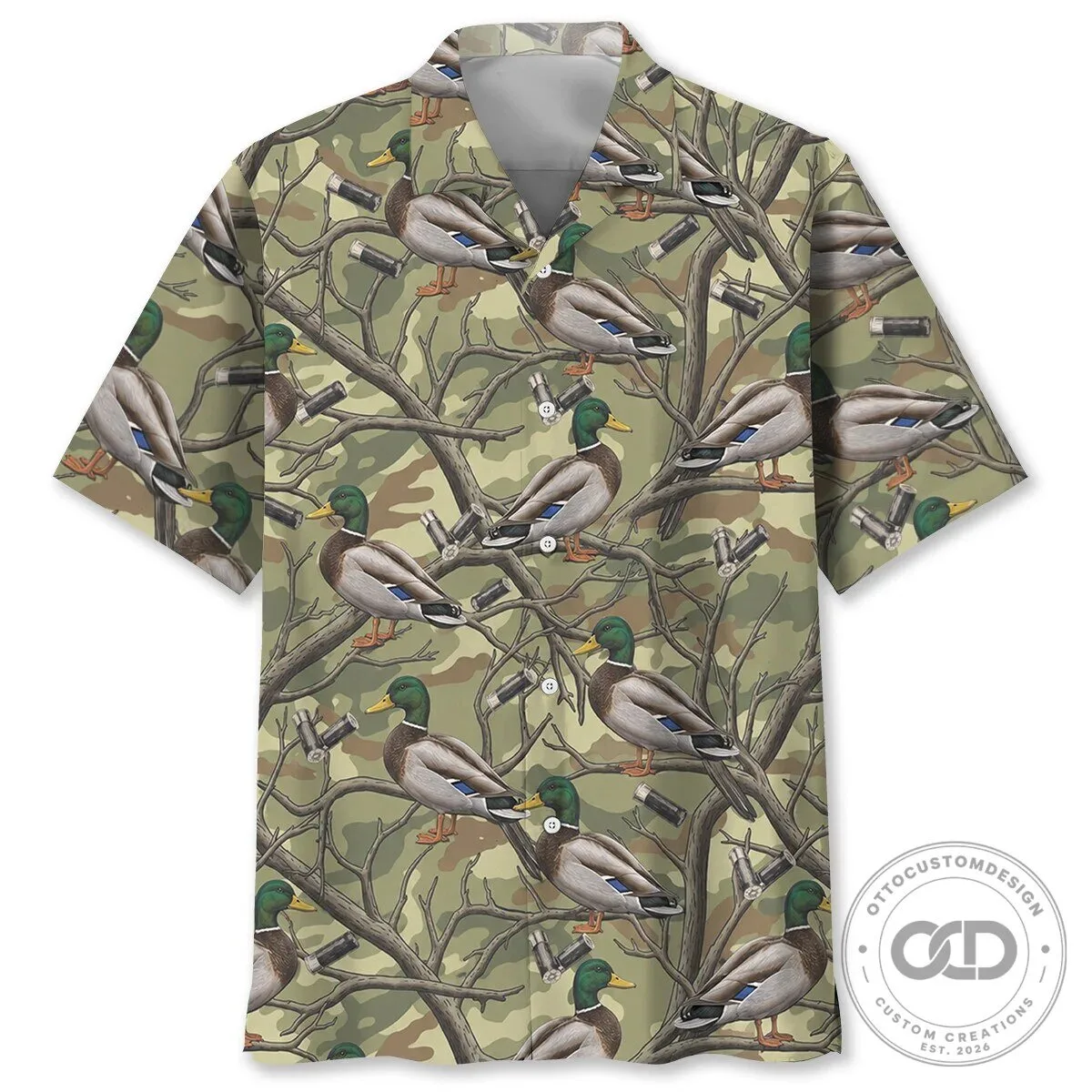 Vintage Duck Hunting Camouflage Pattern Hawaiian Shirt for Men