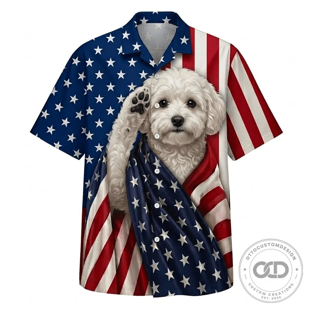 Maltipoo Dog American Flag Patriotic Hawaiian Shirt 2 Maltipoo Dog American Flag Patriotic Hawaiian Shirt