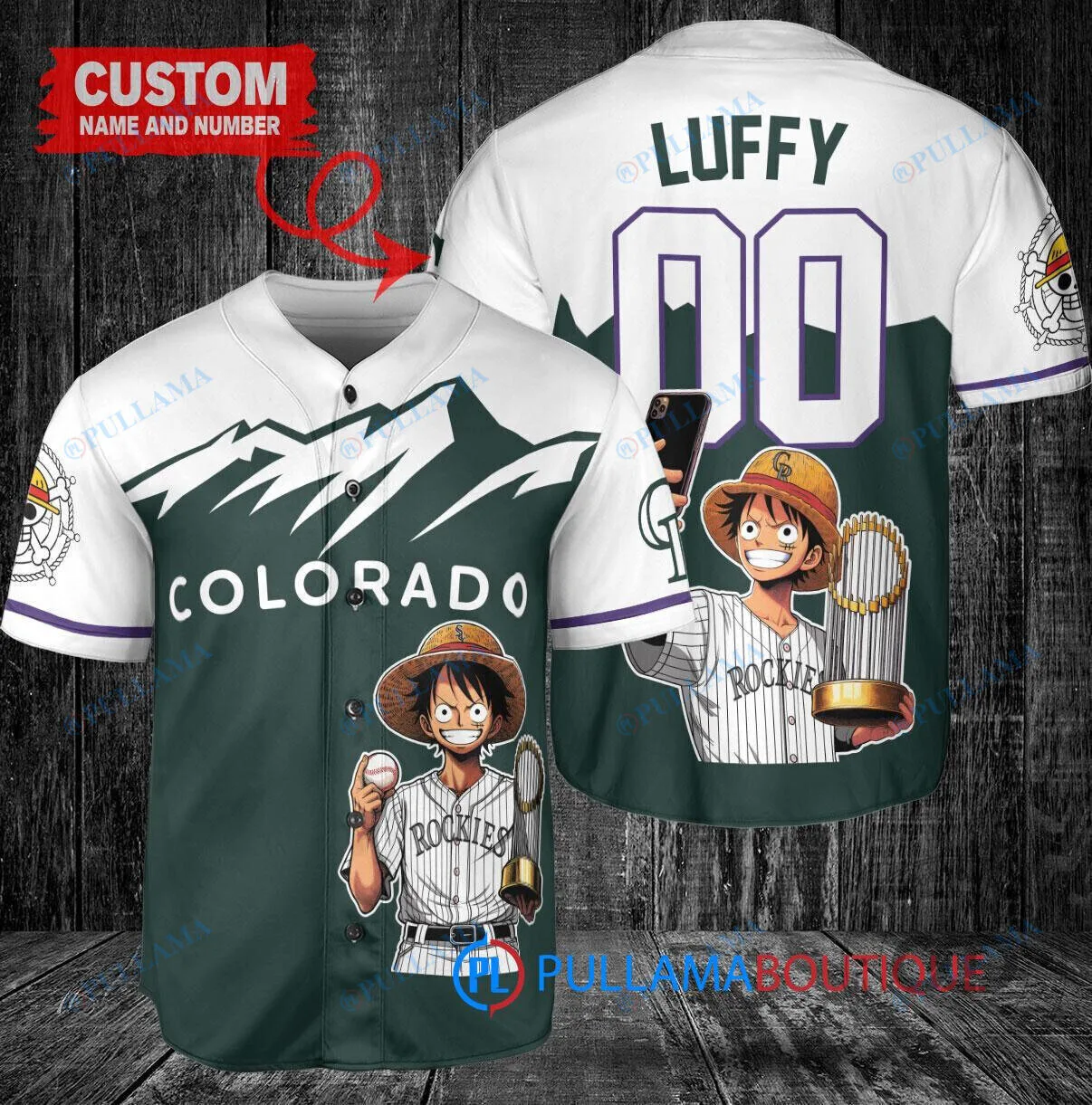Colorado Rockies Baseball Monkey D. Luffy One Piece Anime Baseball Jersey