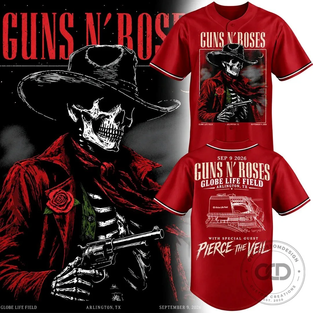 Guns N' Roses Globe Life Field 2026 Tour Skeleton Baseball Jersey