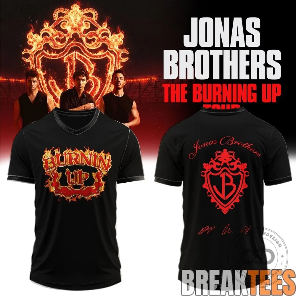 Black T-Shirt for the Jonas Brothers' Burning Up Tour: All Over Again 7 Black T-Shirt for the Jonas Brothers