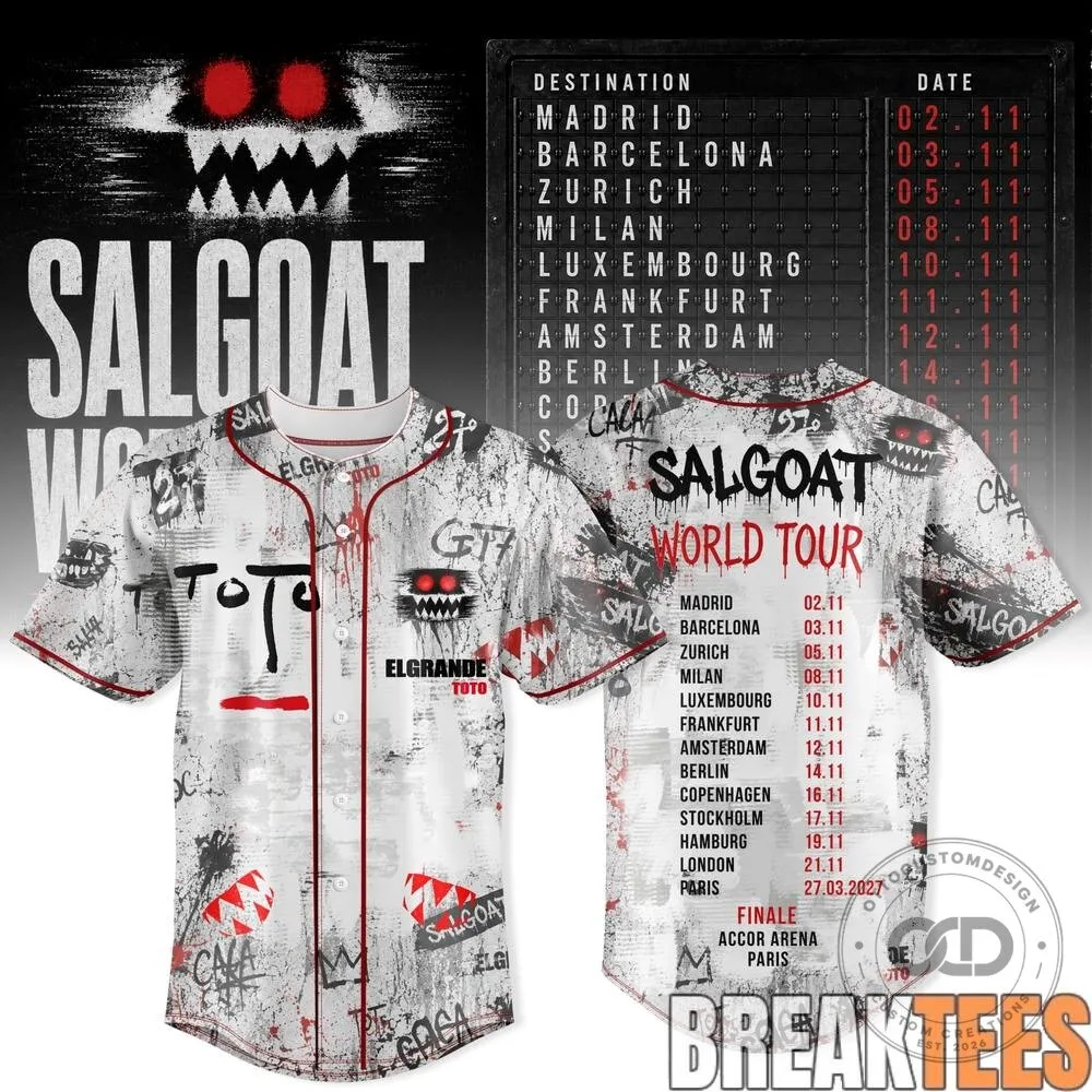 ElGrandeToto Salgoat World Tour Baseball Jersey with Graffiti Design