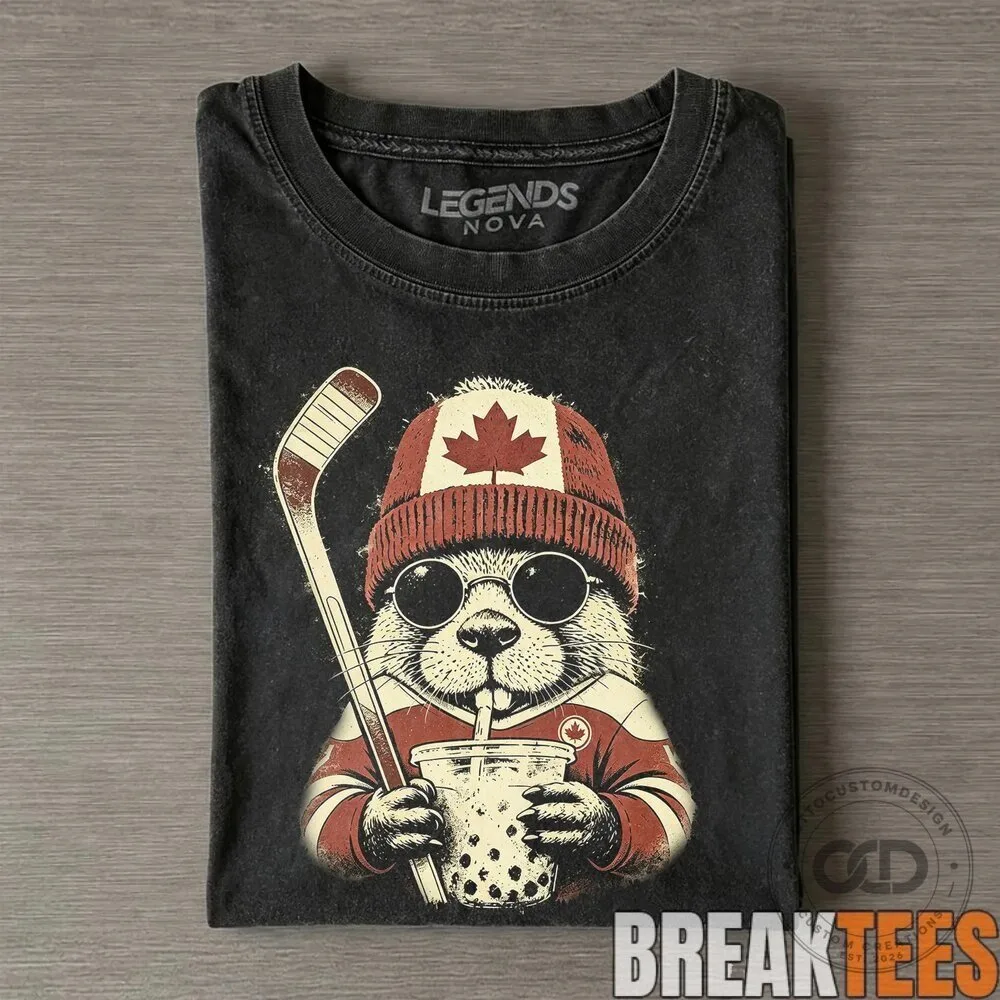 Funny Canadian Beaver Riding Moose with Maple Leaf Beanie T-Shirt 10 Funny Canadian Beaver Riding Moose with Maple Leaf Beanie T-Shirt