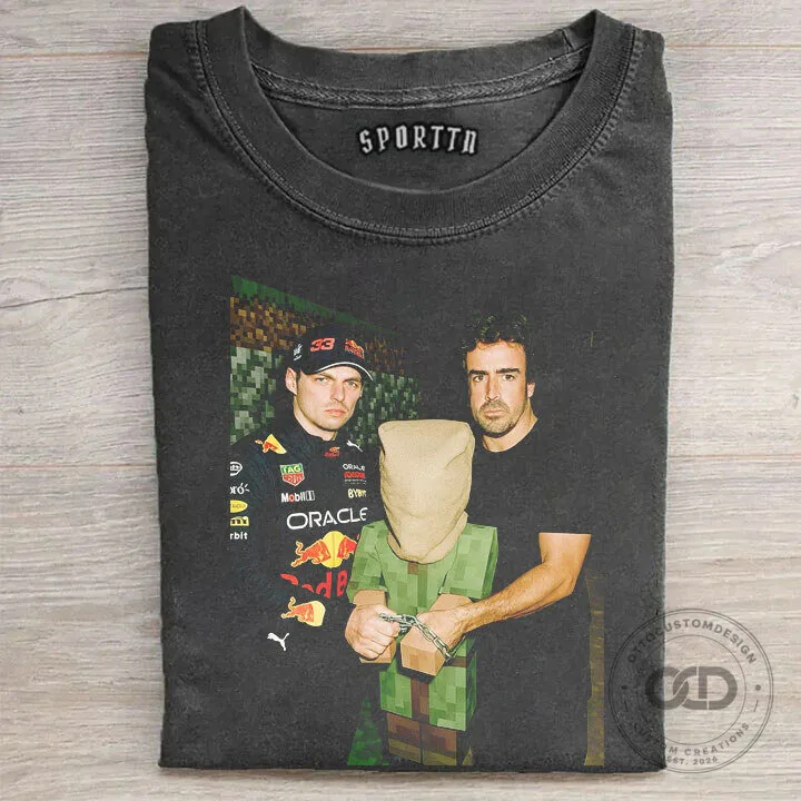Max Verstappen Fernando Alonso Funny Minecraft Prisoner Graphic T-Shirt
