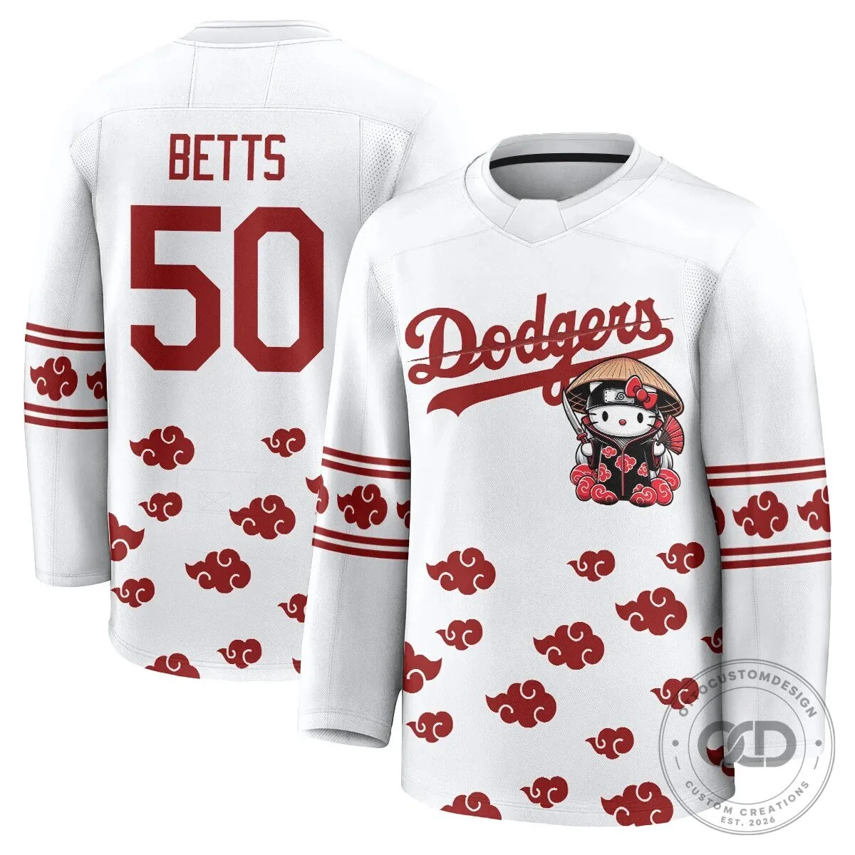 Anime Hockey Jersey featuring Shohei Ohtani with Hello Kitty for Los Angeles Dodgers fans 44 Anime Hockey Jersey featuring Shohei Ohtani with Hello Kitty for Los Angeles Dodgers fans