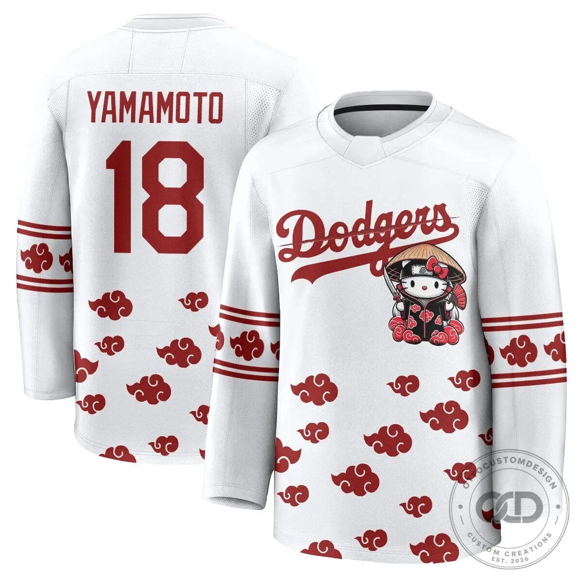 Anime Hockey Jersey featuring Shohei Ohtani with Hello Kitty for Los Angeles Dodgers fans 45 Anime Hockey Jersey featuring Shohei Ohtani with Hello Kitty for Los Angeles Dodgers fans