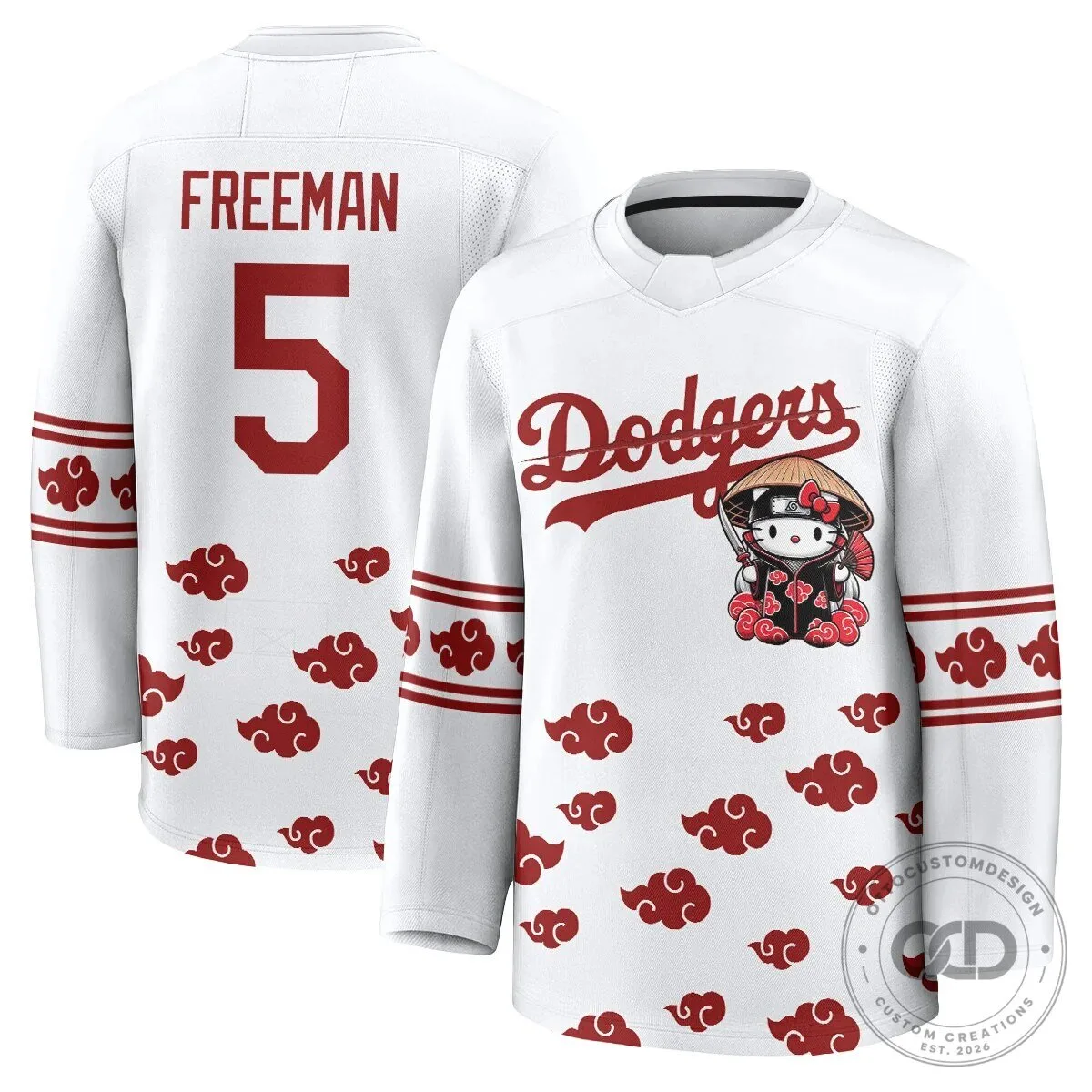 Anime Hockey Jersey featuring Shohei Ohtani with Hello Kitty for Los Angeles Dodgers fans 46 Anime Hockey Jersey featuring Shohei Ohtani with Hello Kitty for Los Angeles Dodgers fans