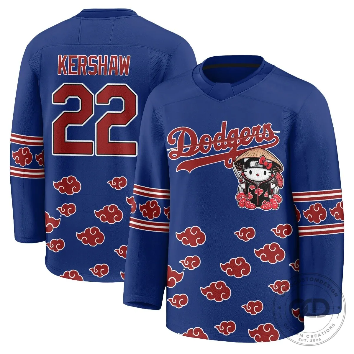 Anime Hockey Jersey featuring Shohei Ohtani with Hello Kitty for Los Angeles Dodgers fans 52 Anime Hockey Jersey featuring Shohei Ohtani with Hello Kitty for Los Angeles Dodgers fans