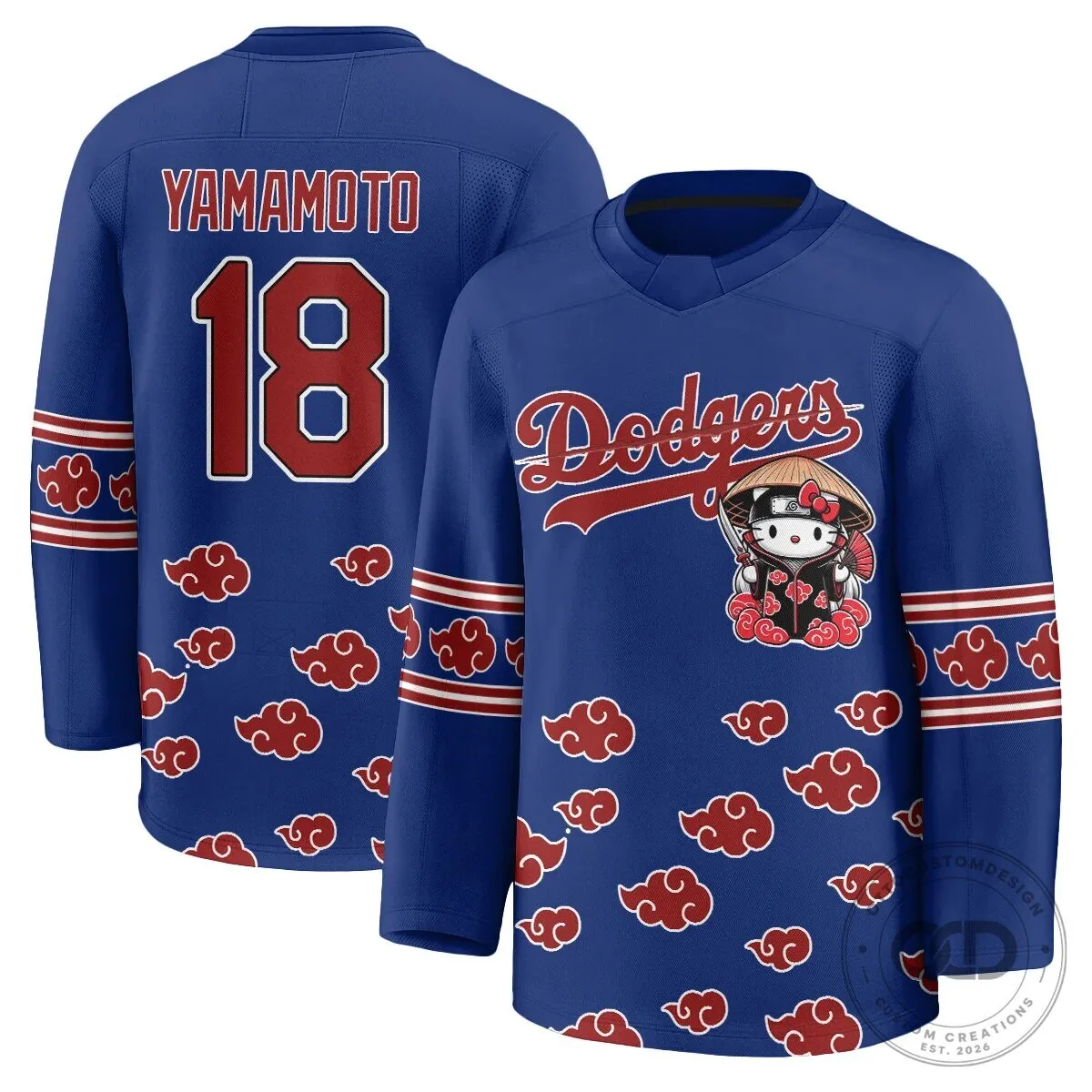 Anime Hockey Jersey featuring Shohei Ohtani with Hello Kitty for Los Angeles Dodgers fans 54 Anime Hockey Jersey featuring Shohei Ohtani with Hello Kitty for Los Angeles Dodgers fans