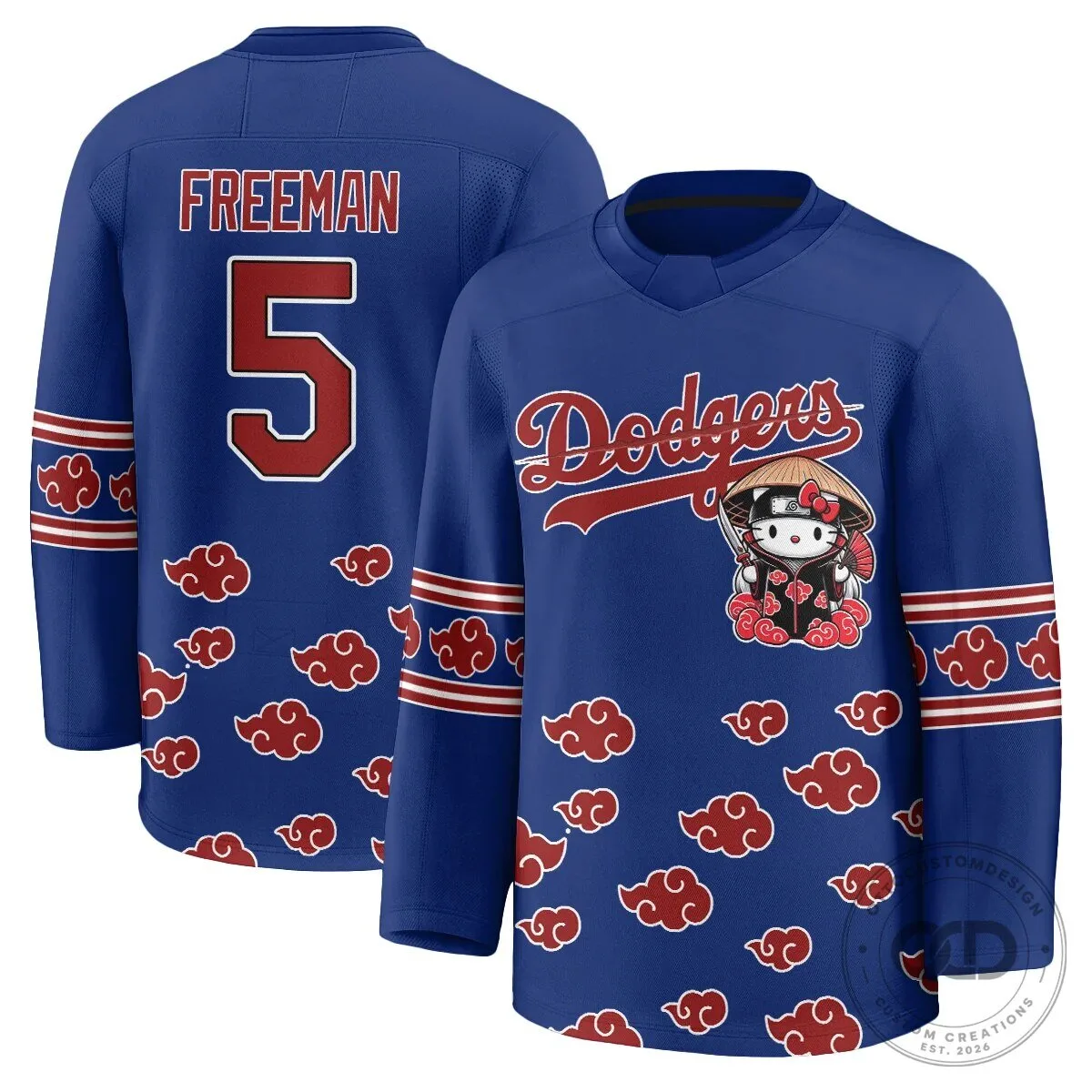 Anime Hockey Jersey featuring Shohei Ohtani with Hello Kitty for Los Angeles Dodgers fans 55 Anime Hockey Jersey featuring Shohei Ohtani with Hello Kitty for Los Angeles Dodgers fans