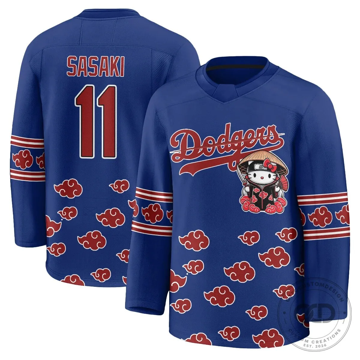 Anime Hockey Jersey featuring Shohei Ohtani with Hello Kitty for Los Angeles Dodgers fans 56 Anime Hockey Jersey featuring Shohei Ohtani with Hello Kitty for Los Angeles Dodgers fans