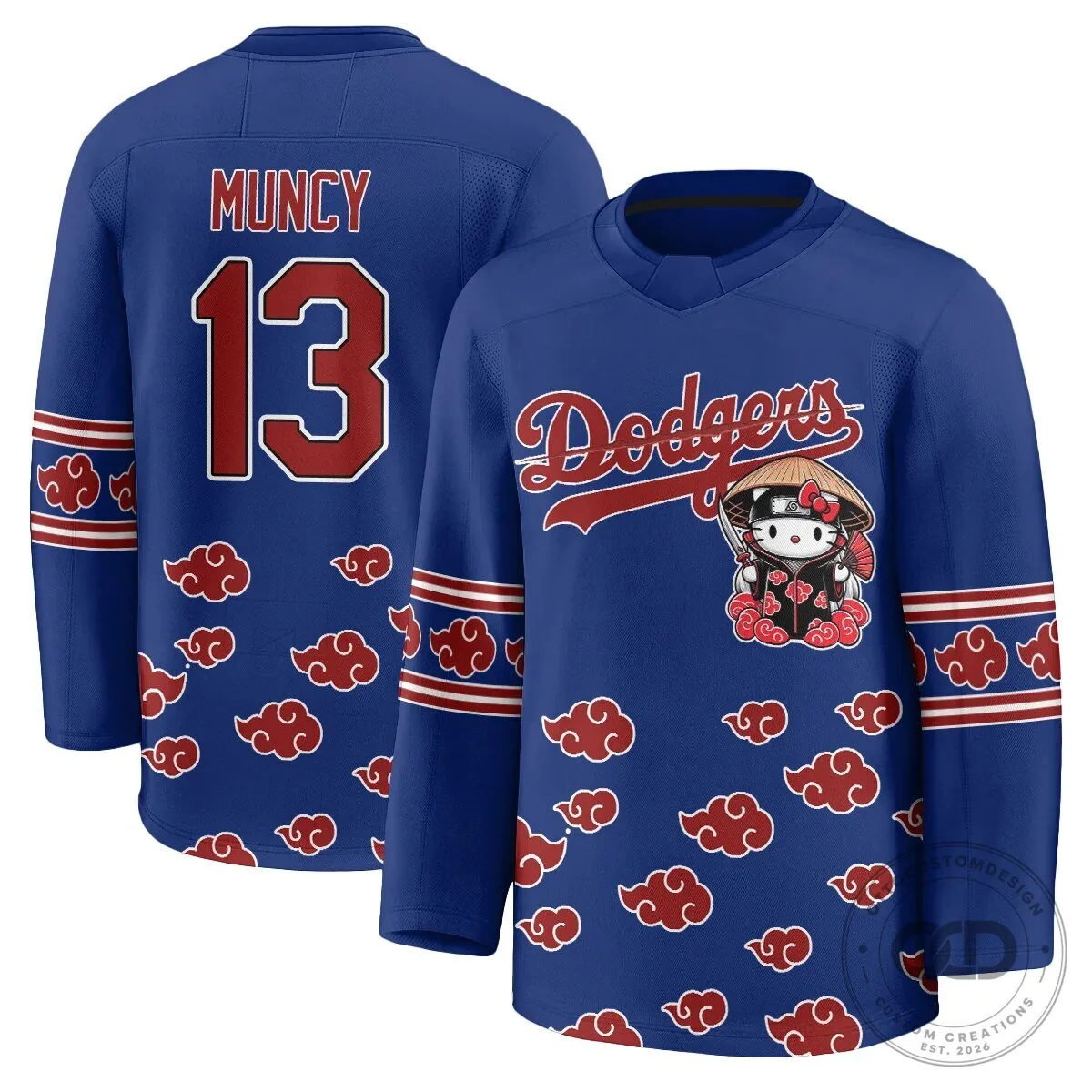 Anime Hockey Jersey featuring Shohei Ohtani with Hello Kitty for Los Angeles Dodgers fans 57 Anime Hockey Jersey featuring Shohei Ohtani with Hello Kitty for Los Angeles Dodgers fans