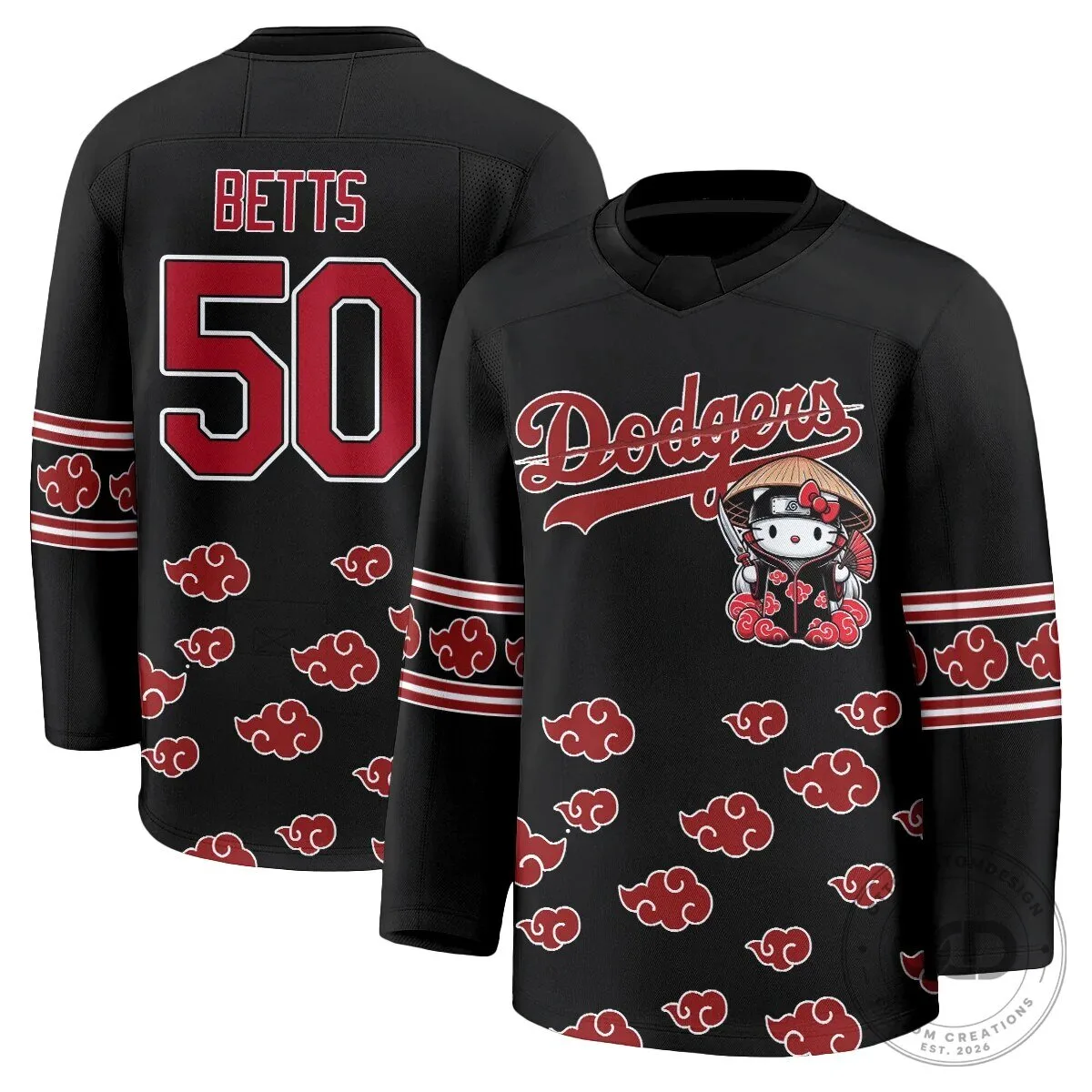 Anime Hockey Jersey featuring Shohei Ohtani with Hello Kitty for Los Angeles Dodgers fans 63 Anime Hockey Jersey featuring Shohei Ohtani with Hello Kitty for Los Angeles Dodgers fans