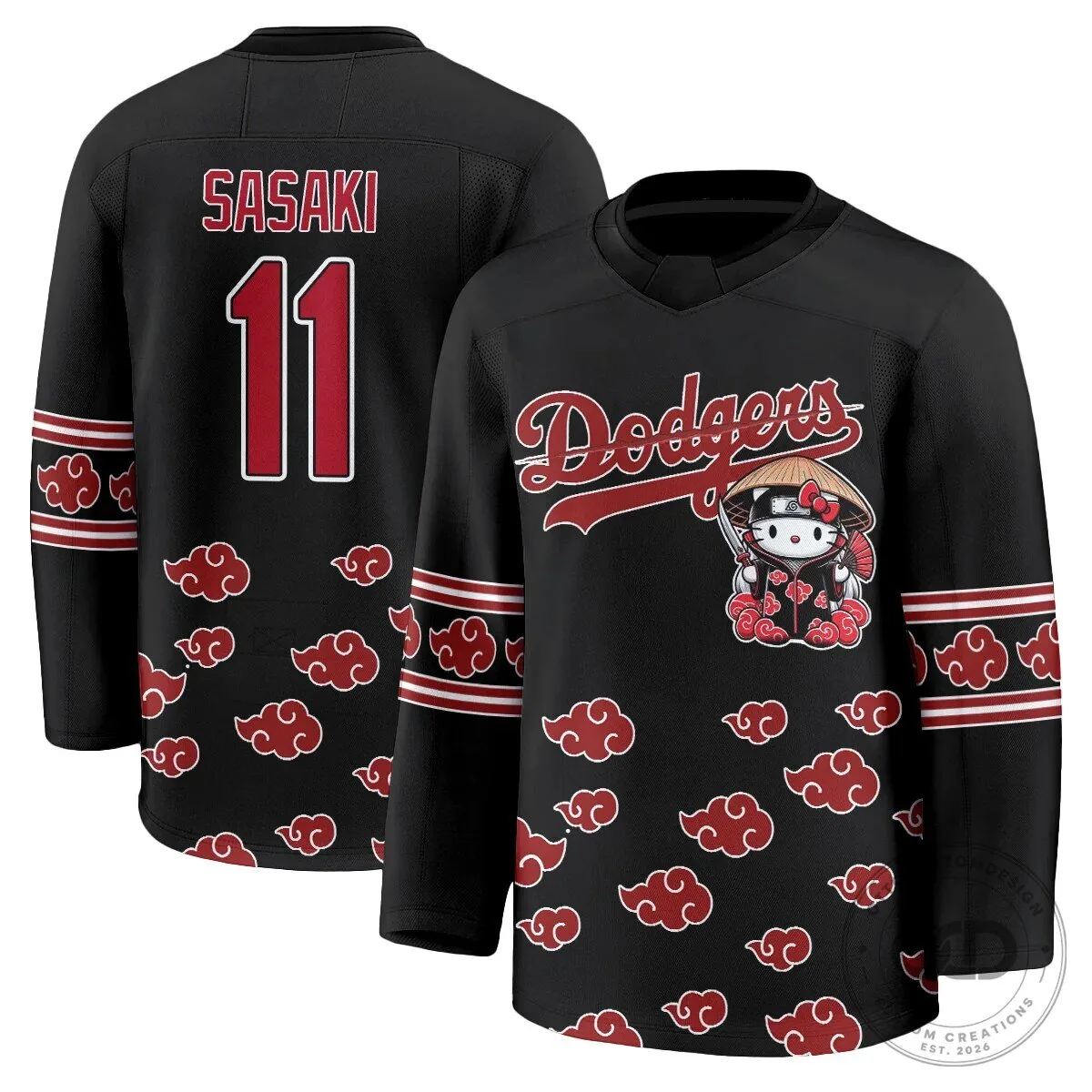 Anime Hockey Jersey featuring Shohei Ohtani with Hello Kitty for Los Angeles Dodgers fans 66 Anime Hockey Jersey featuring Shohei Ohtani with Hello Kitty for Los Angeles Dodgers fans