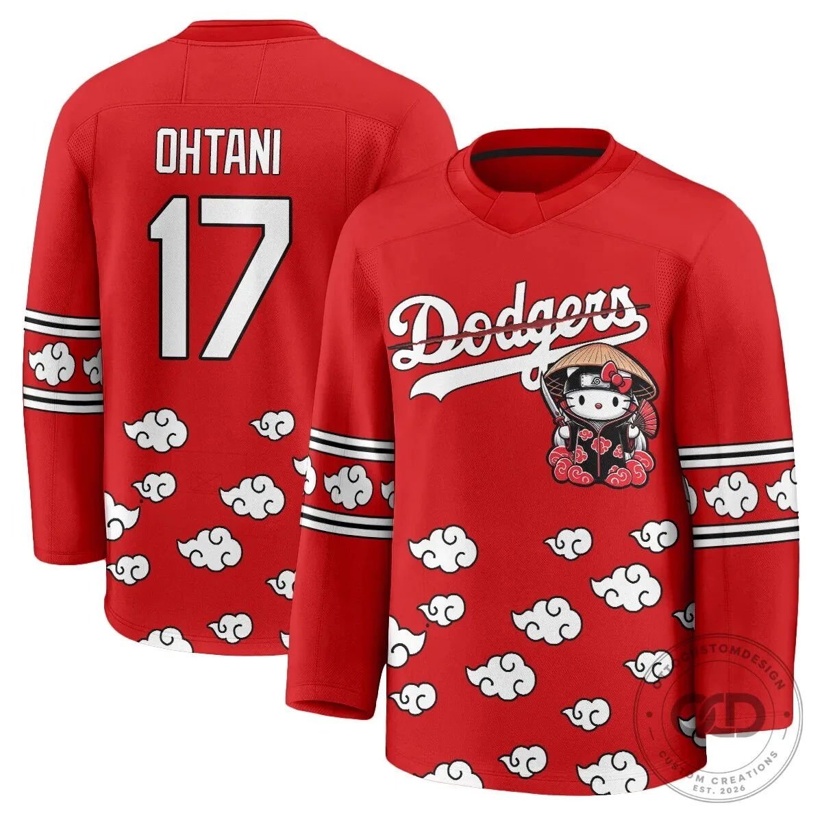 Anime Hockey Jersey featuring Shohei Ohtani with Hello Kitty for Los Angeles Dodgers fans 71 Anime Hockey Jersey featuring Shohei Ohtani with Hello Kitty for Los Angeles Dodgers fans