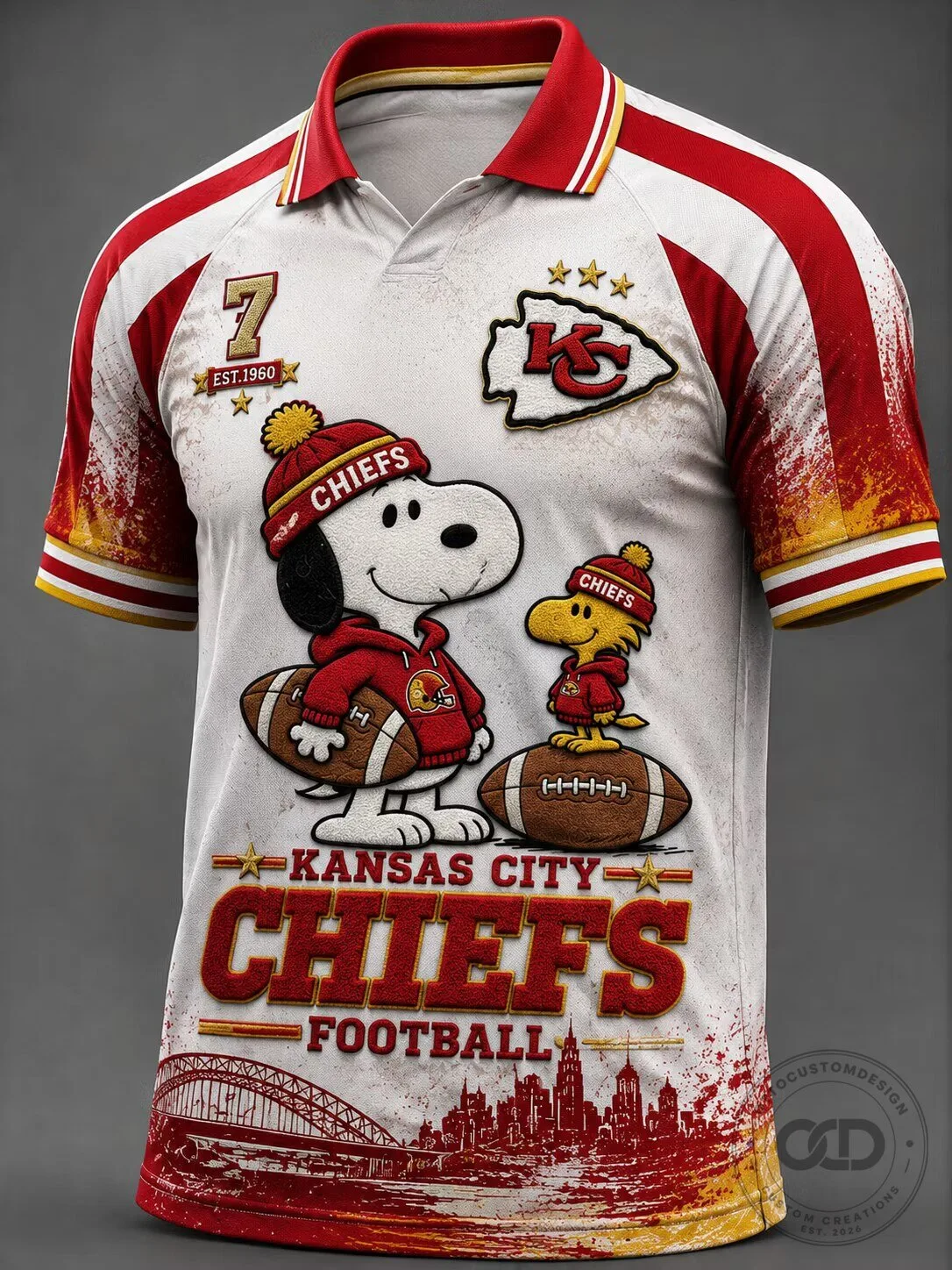 Kansas City Chiefs Snoopy and Woodstock Football Team Polo Shirt