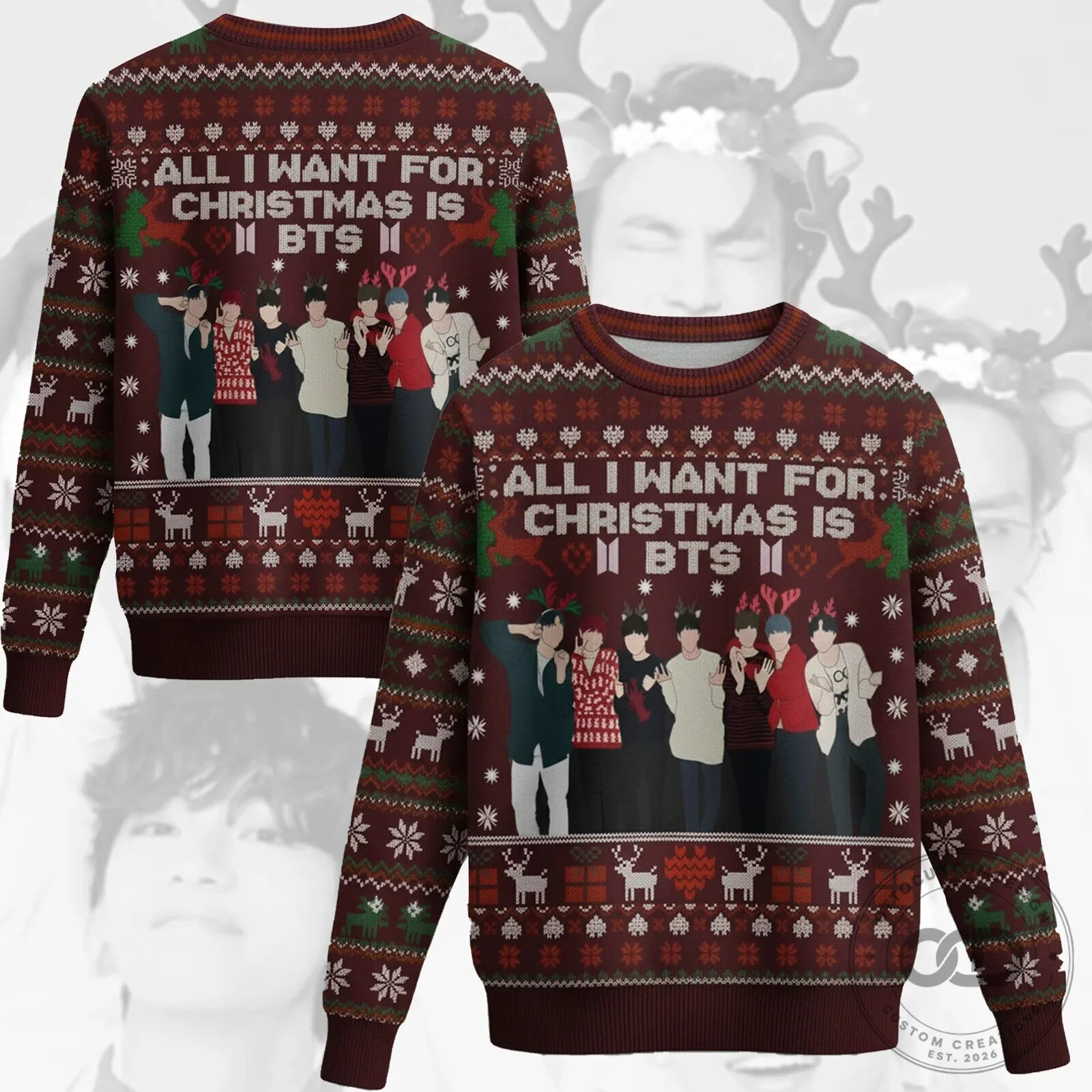 All I Want For Christmas Is BTS Ugly Christmas Sweater
