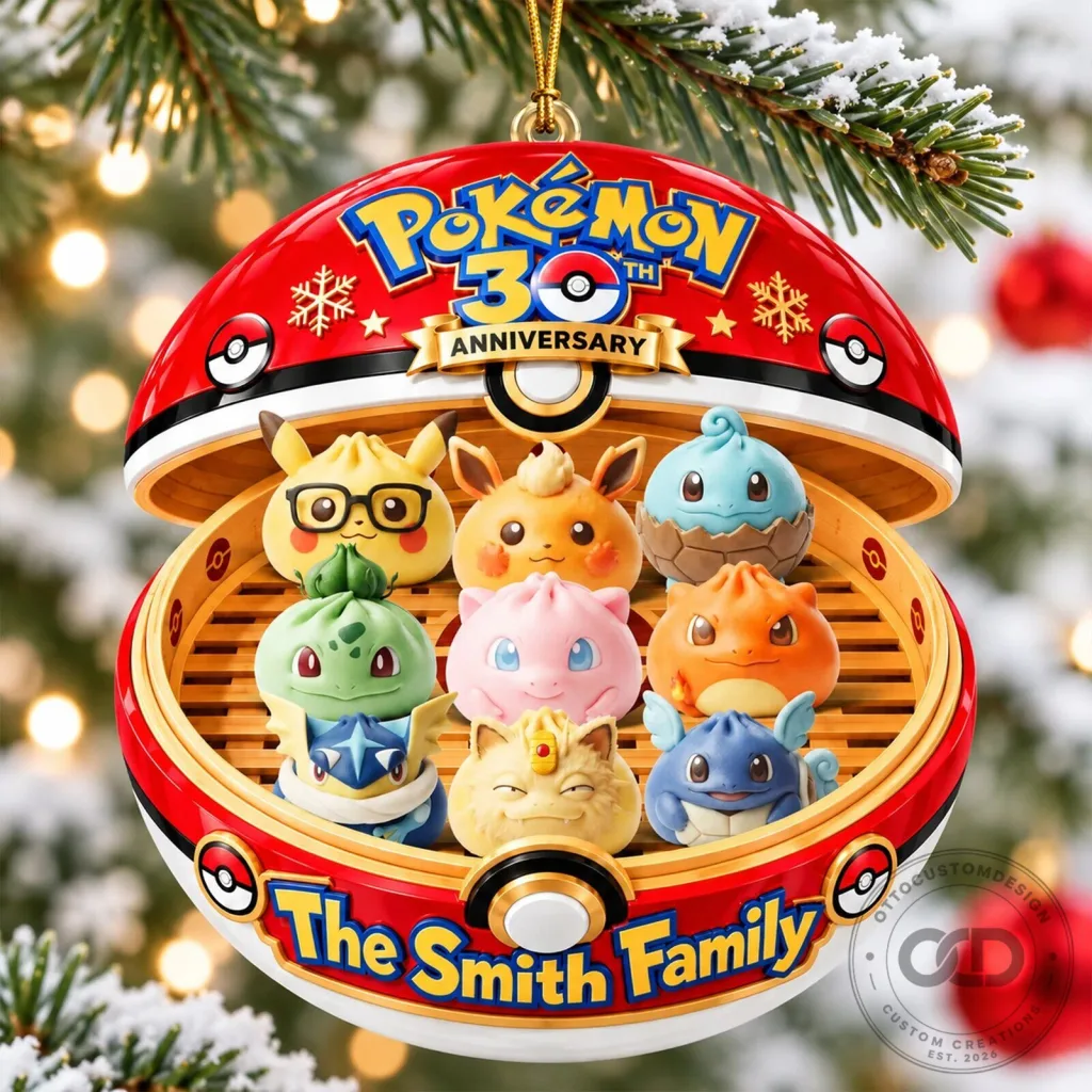 Pokemon 30th Anniversary The Smith Family Christmas Ornament Pokemon 30th Anniversary The Smith Family Christmas Ornament