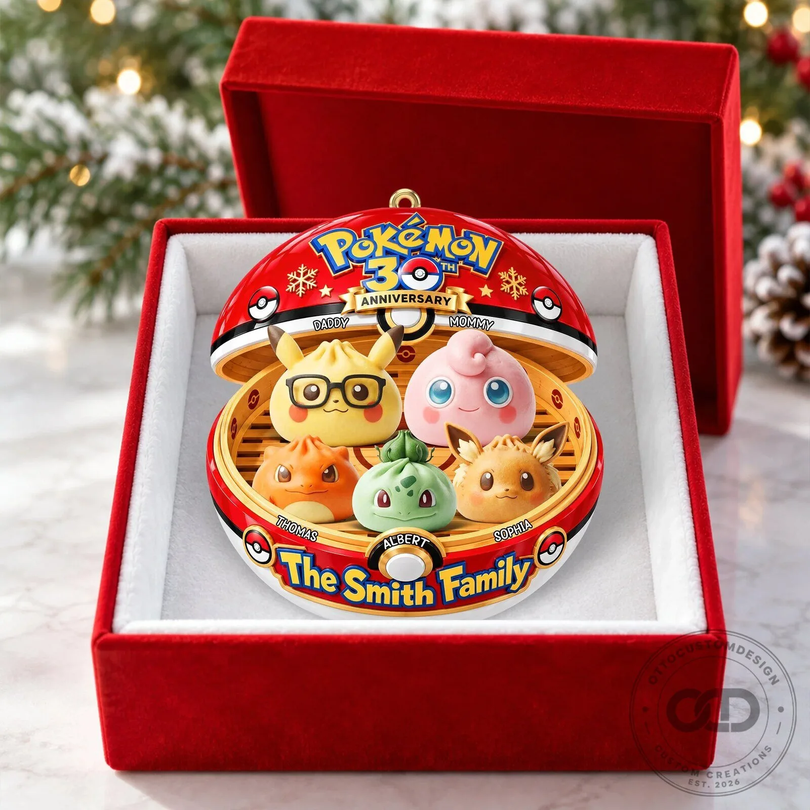 Pokemon 30th Anniversary The Smith Family Christmas Ornament