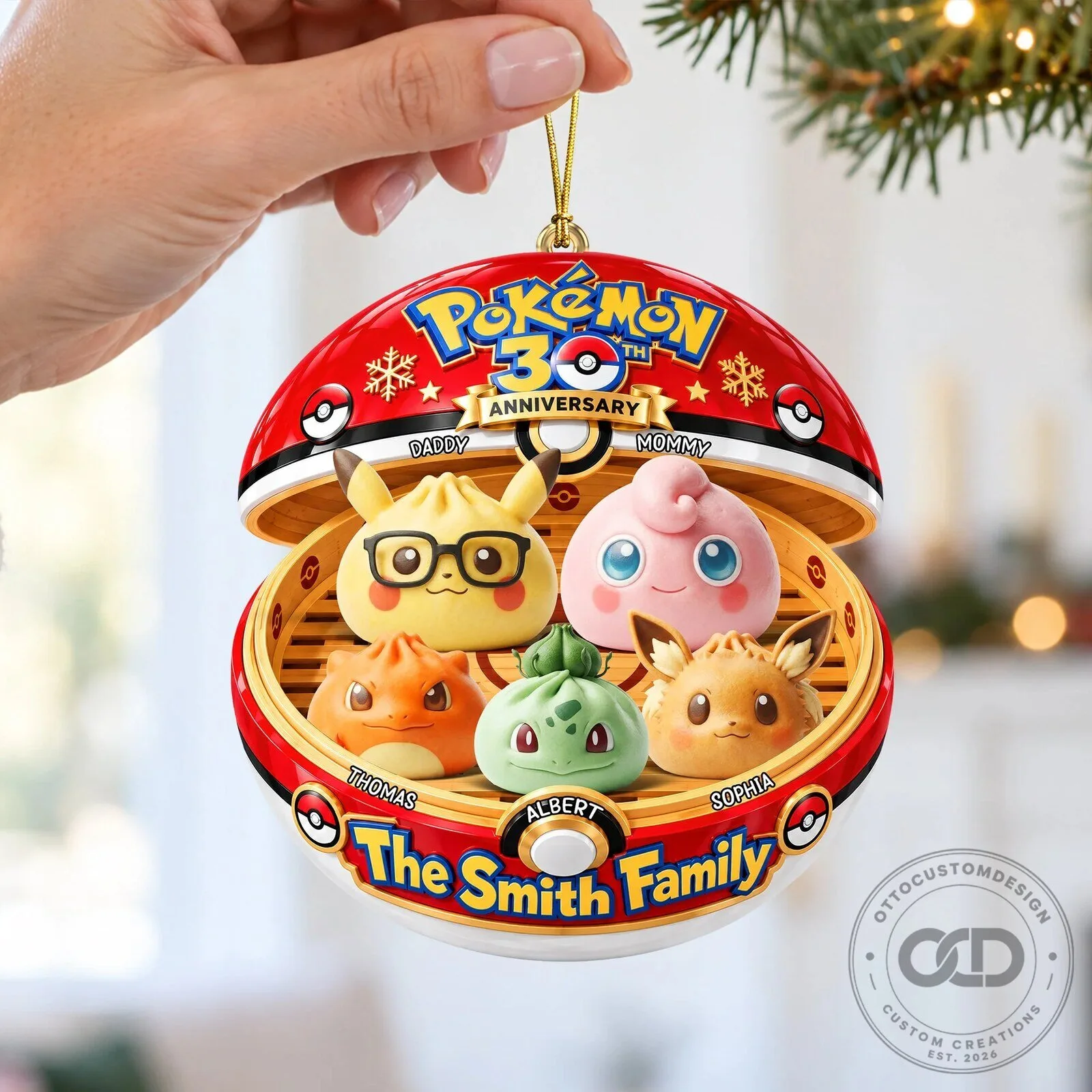 Pokemon 30th Anniversary The Smith Family Christmas Ornament