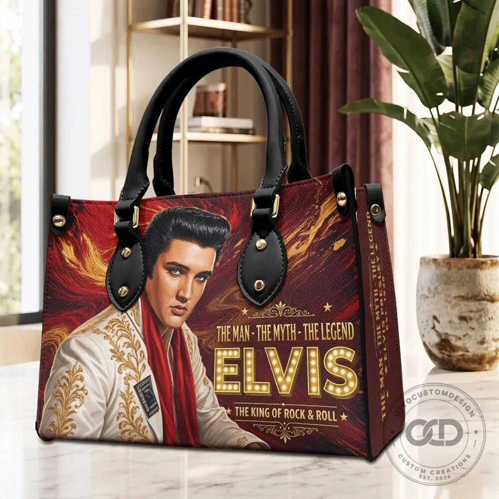 Elvis Presley The Man The Myth The Legend Leather Handbag