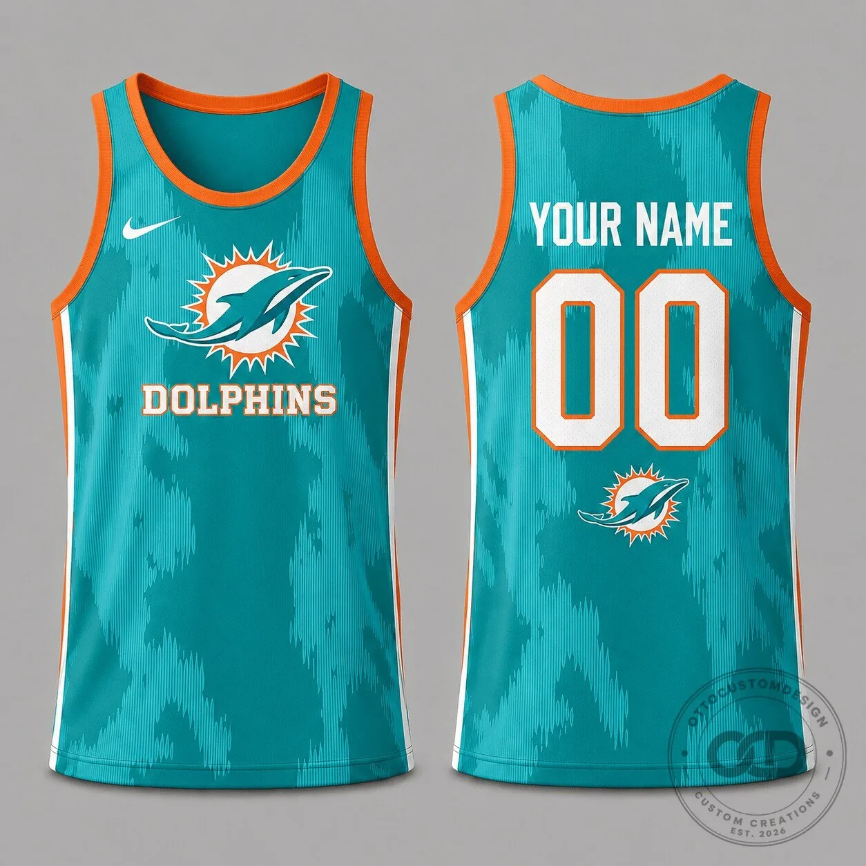 Miami Dolphins Personalized Athletic Tank Top