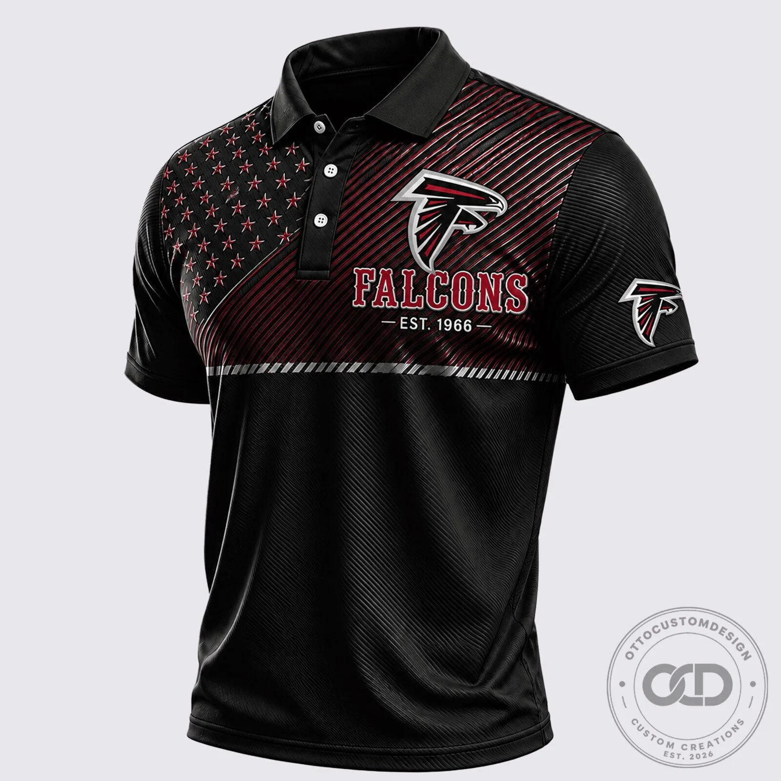Atlanta Falcons Stars and Stripes Patriotic Polo Shirt