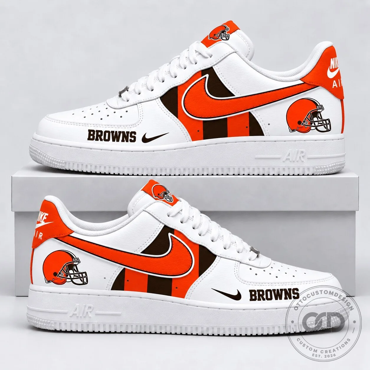 Cleveland Browns Football Team Custom Printed White Sneakers