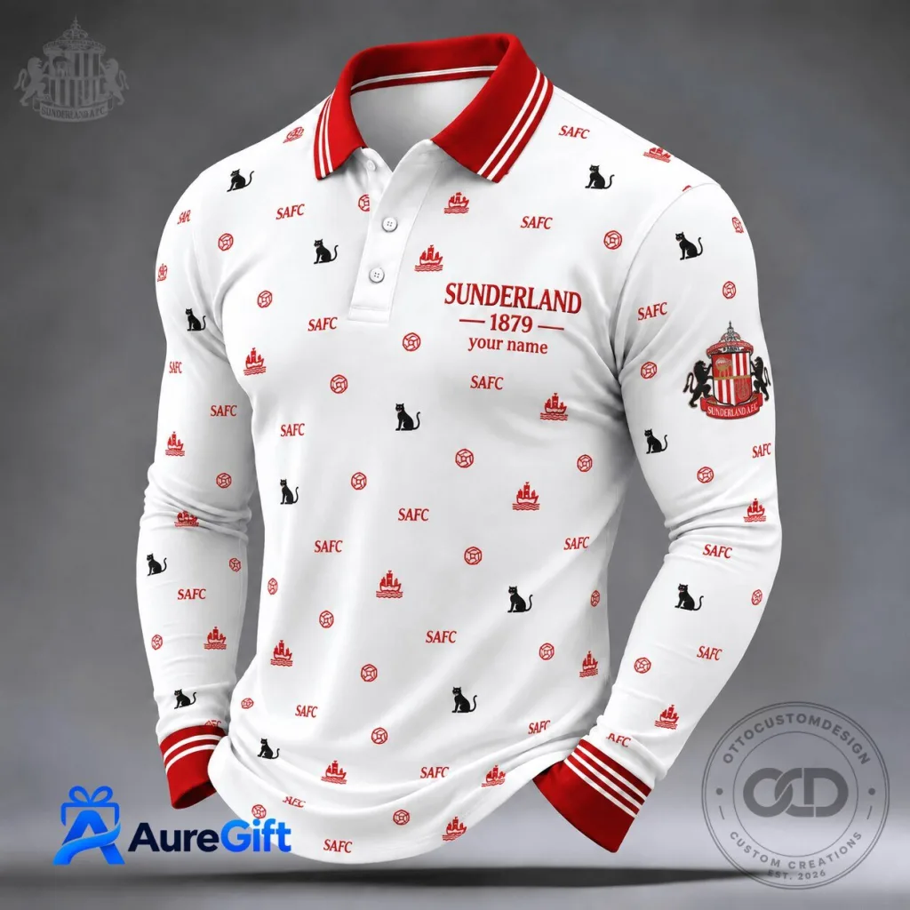 Sunderland Association Football Club Long Sleeve Polo Shirt for Men and Women Sunderland Association Football Club Long Sleeve Polo Shirt for Men and Women