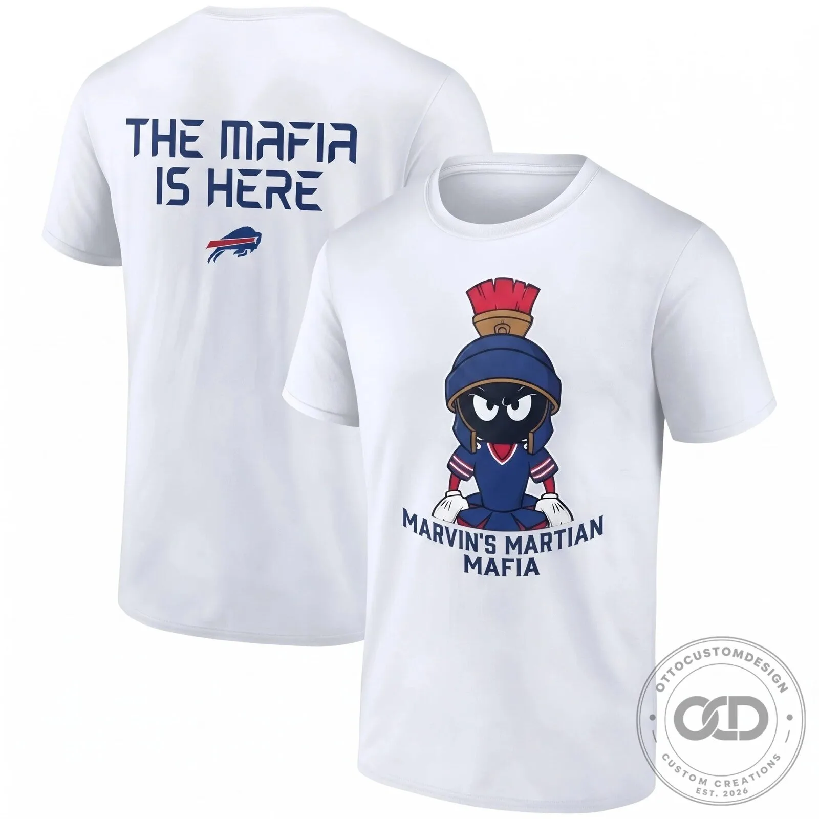 Buffalo Bills Marvin the Martian Mafia Black Football Fan T-Shirt 11 Buffalo Bills Marvin the Martian Mafia Black Football Fan T-Shirt