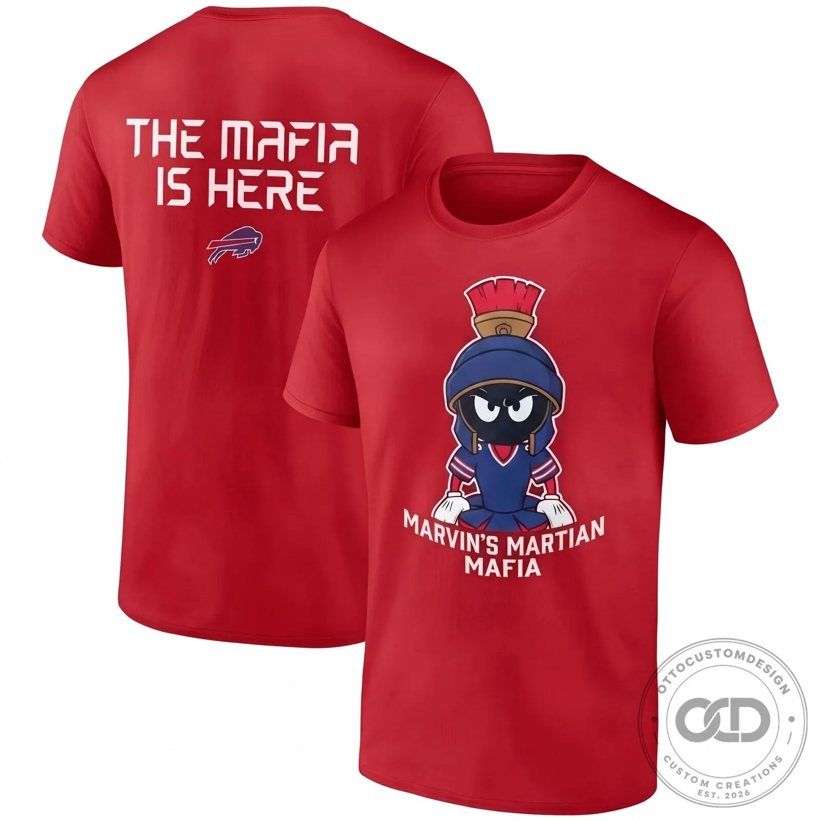 Buffalo Bills Marvin the Martian Mafia Black Football Fan T-Shirt 13 Buffalo Bills Marvin the Martian Mafia Black Football Fan T-Shirt