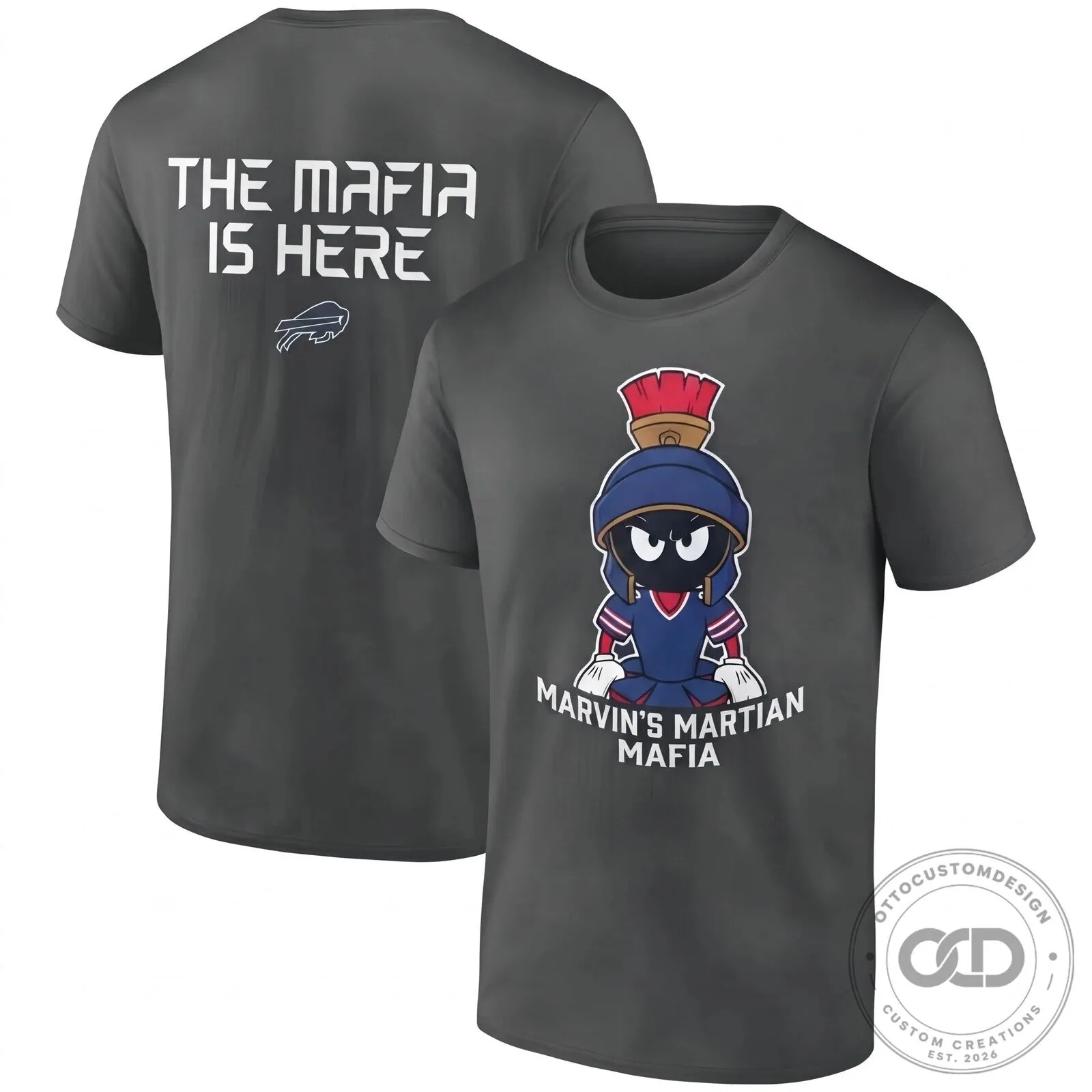 Buffalo Bills Marvin the Martian Mafia Black Football Fan T-Shirt 14 Buffalo Bills Marvin the Martian Mafia Black Football Fan T-Shirt