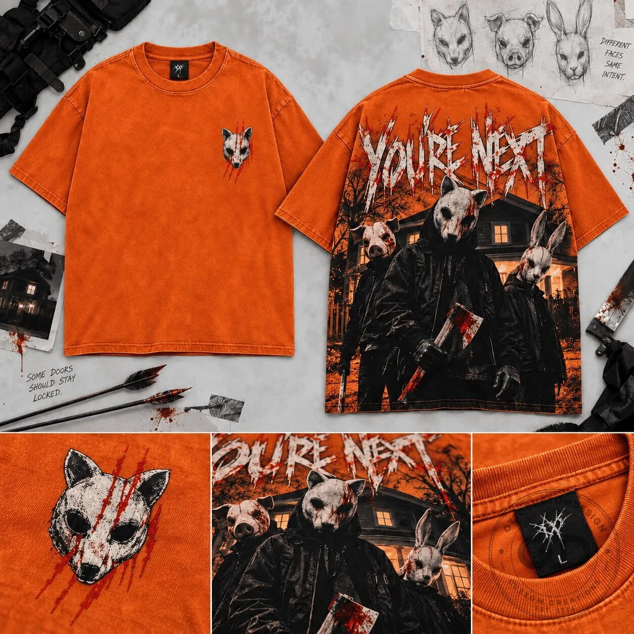 You Are Next Animal Mask Midnight Slasher Horror Movie Graphic T-Shirt