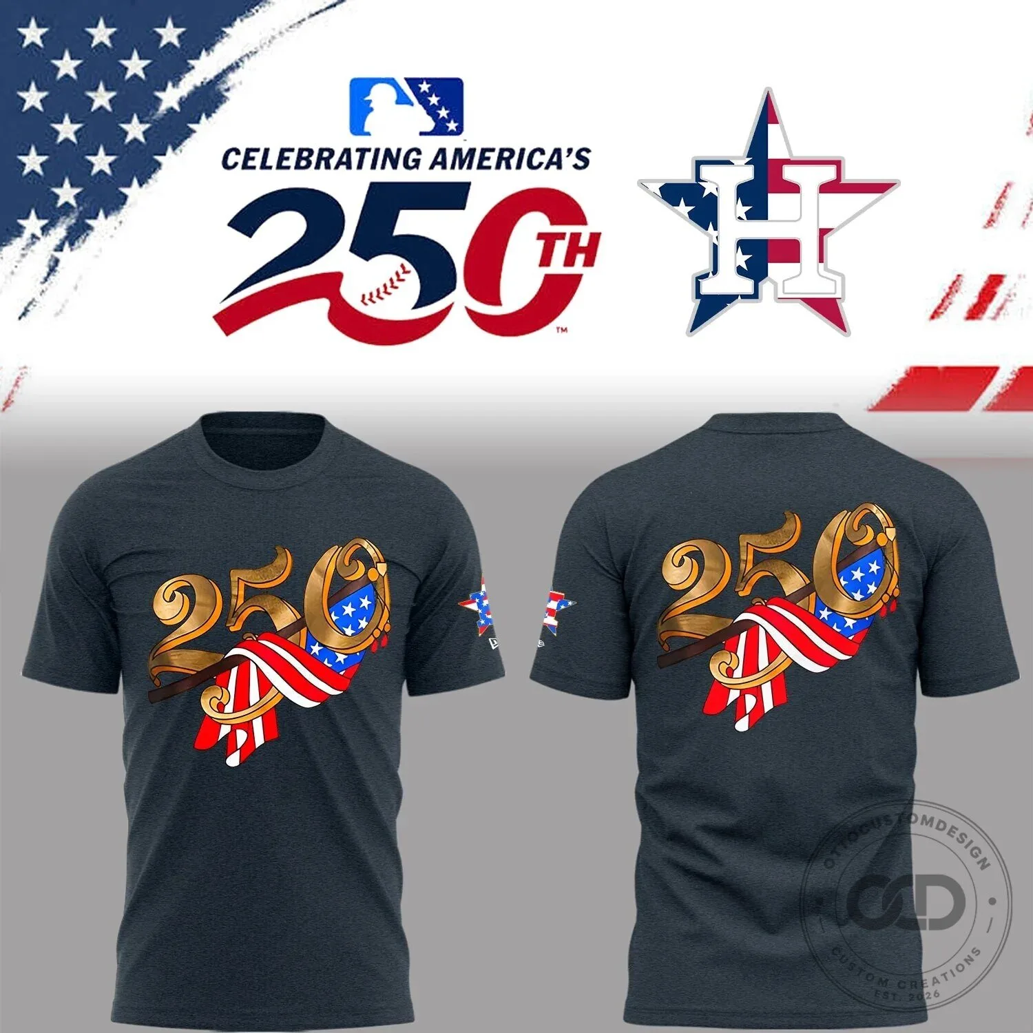 Houston Astros Celebrating America's 250th Anniversary Patriotic T-Shirt