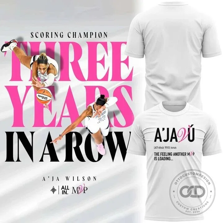 A'ja Wilson Las Vegas Aces Three Years In A Row Scoring Champion T-Shirt