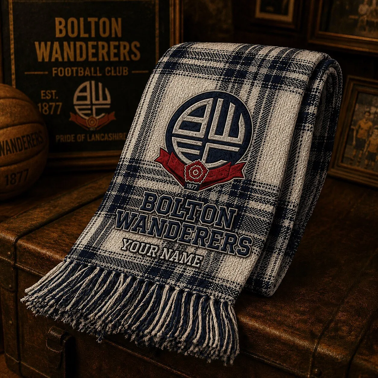 Bolton Wanderers Football Club Custom Name Fan Scarf