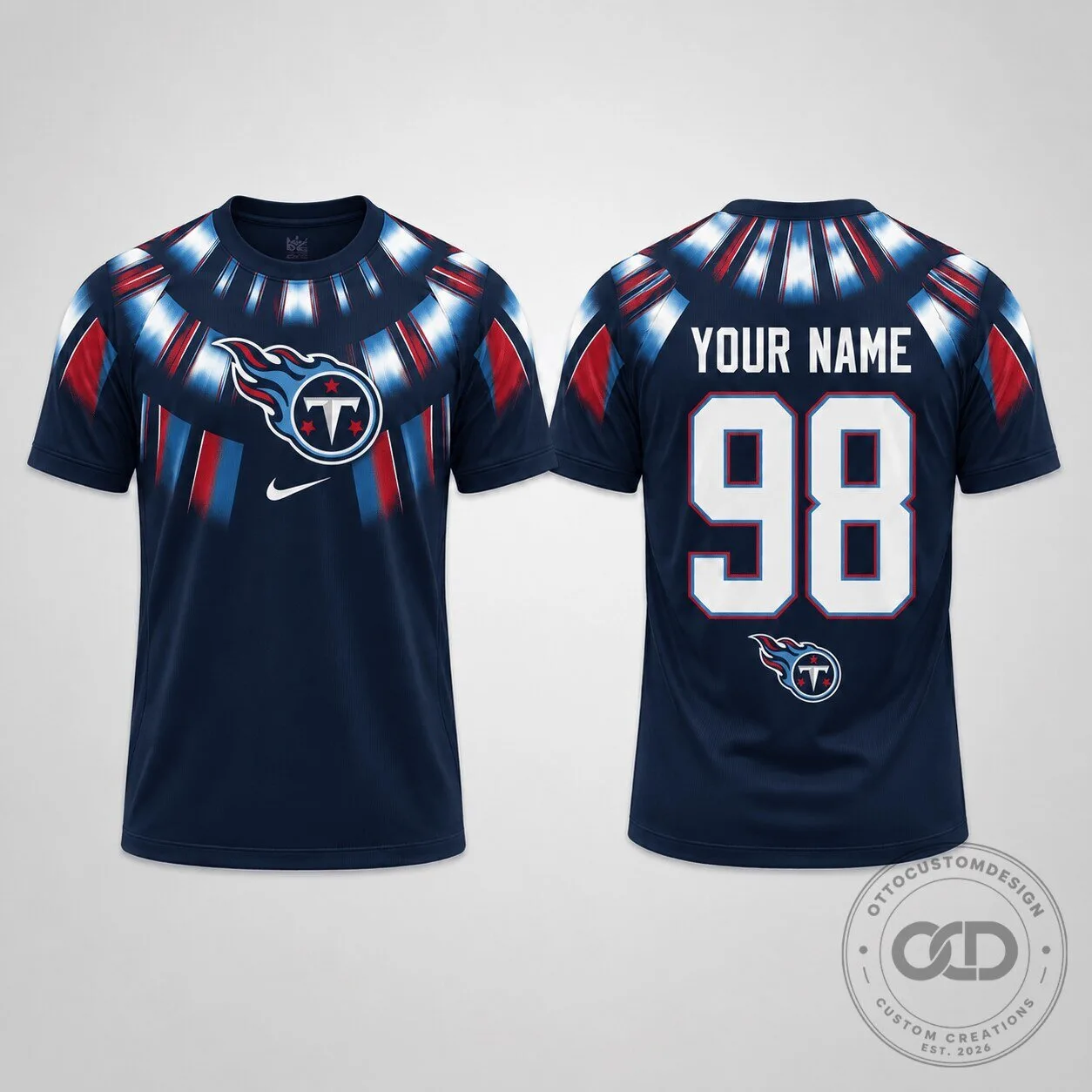 Tennessee Titans Personalized Football Team Navy Blue Performance T-Shirt 4 Tennessee Titans Personalized Football Team Navy Blue Performance T-Shirt