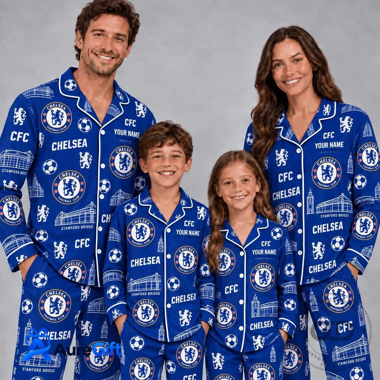 Chelsea Football Club Personalized Family Matching Christmas Pajamas Set