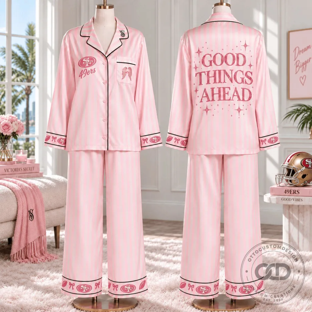 San Francisco 49ers Women's Premium Signature Satin Pajama Set San Francisco 49ers Women's Premium Signature Satin Pajama Set