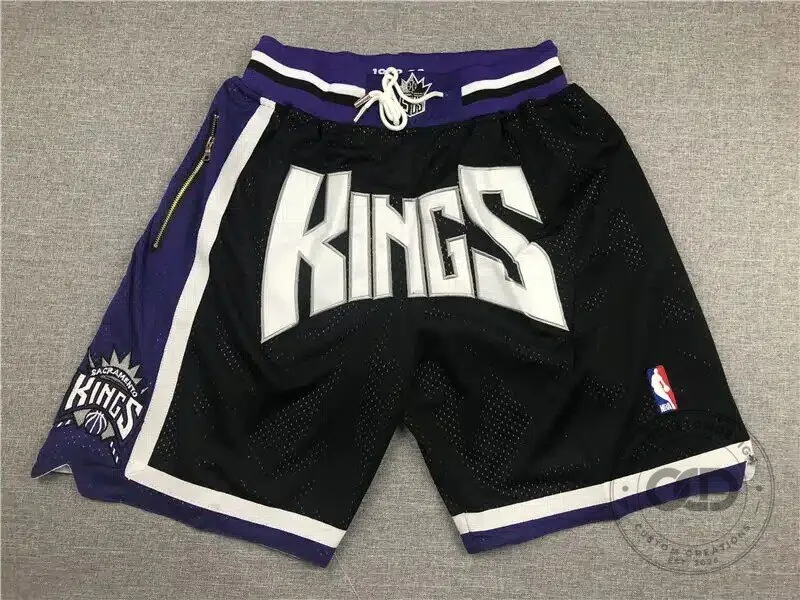 Sacramento Kings Throwback Black Basketball Shorts with Purple Trim 10 Sacramento Kings Throwback Black Basketball Shorts with Purple Trim