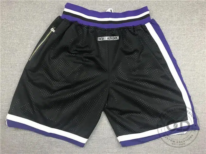 Sacramento Kings Throwback Black Basketball Shorts with Purple Trim 11 Sacramento Kings Throwback Black Basketball Shorts with Purple Trim