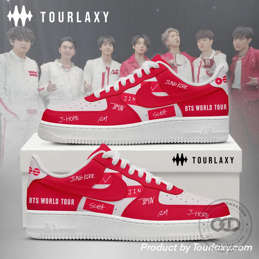 BTS World Tour Red and White Custom Design Shoes