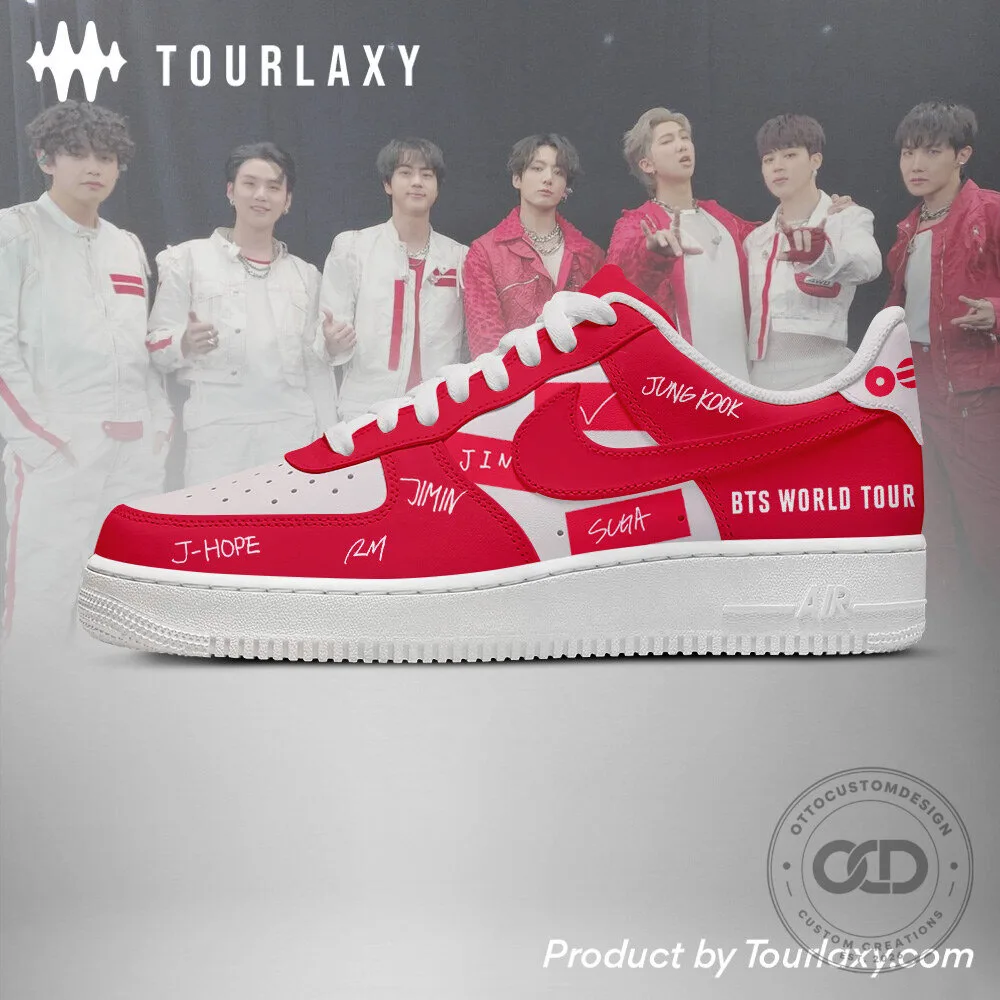 BTS World Tour Red and White Custom Design Shoes 8 BTS World Tour Red and White Custom Design Shoes