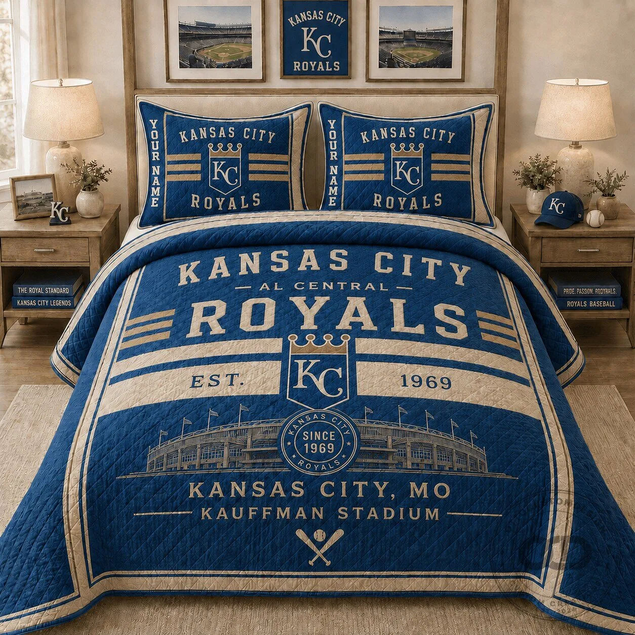 Kansas City Royals Baseball Team Vintage Bedding Set
