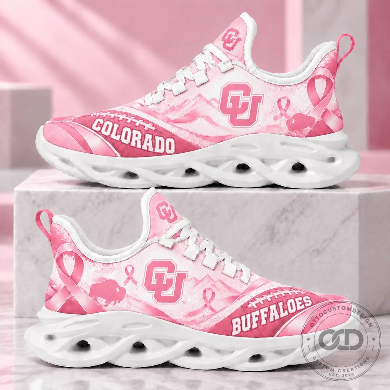 Colorado Buffaloes Breast Cancer Awareness Pink Running Shoes