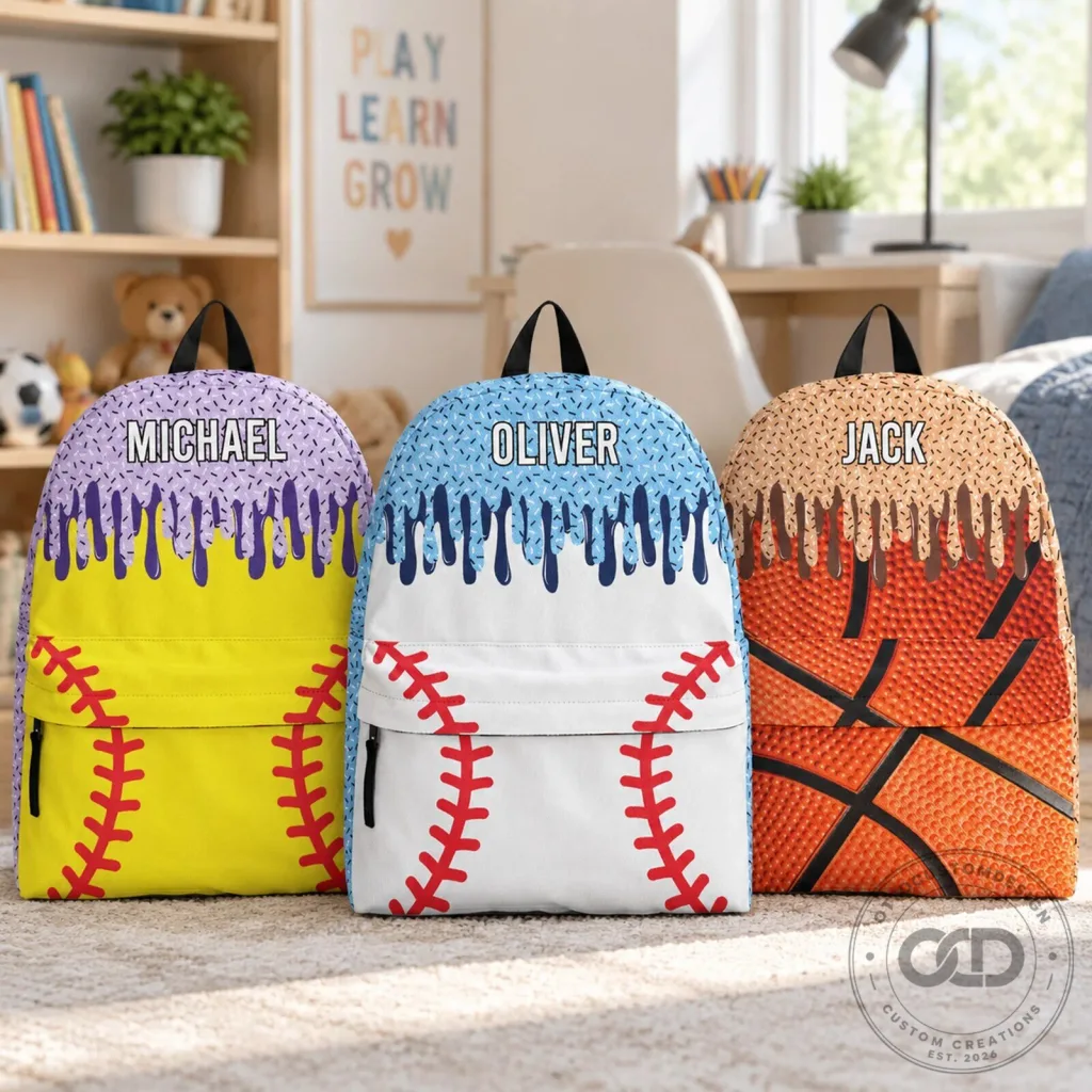 Personalized Ice Cream Drip Sports Design Backpack for Kids, School, Travel, and Gifts Personalized Ice Cream Drip Sports Design Backpack for Kids, School, Travel, and Gifts
