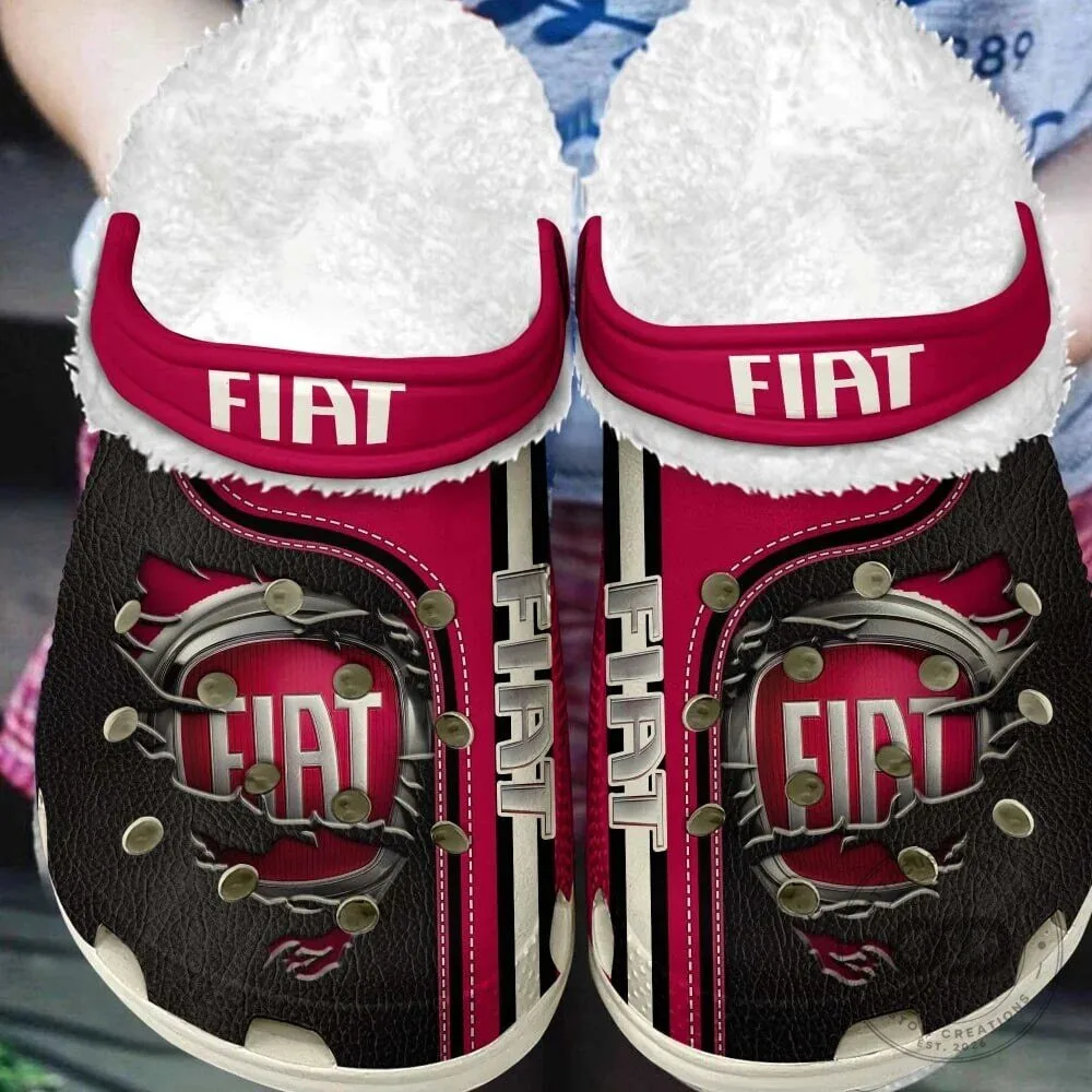 Fiat Logo Classic Casual Fur-Lined Clogs Shoes